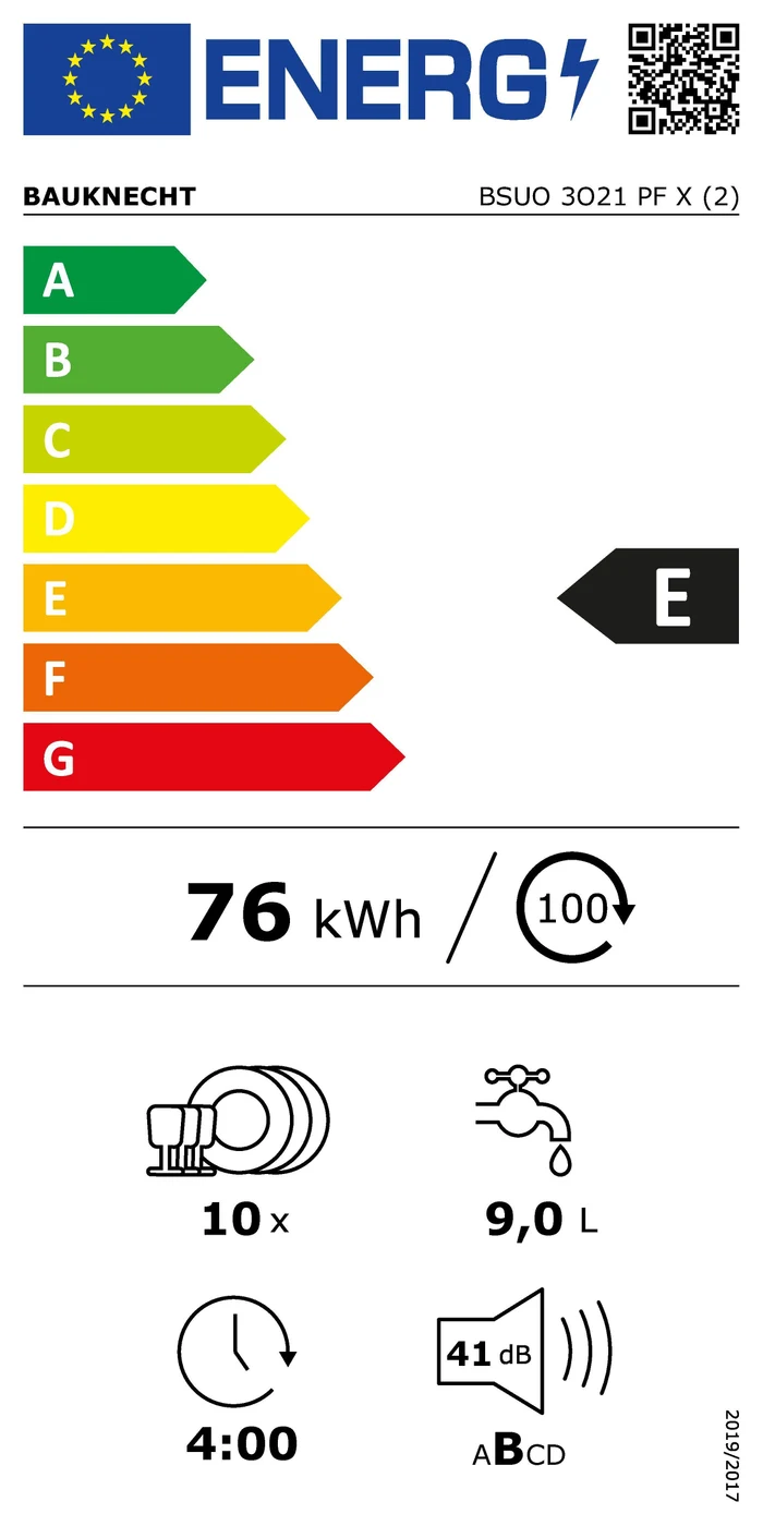 EU-Energielabel – Energieeffizienzklasse E