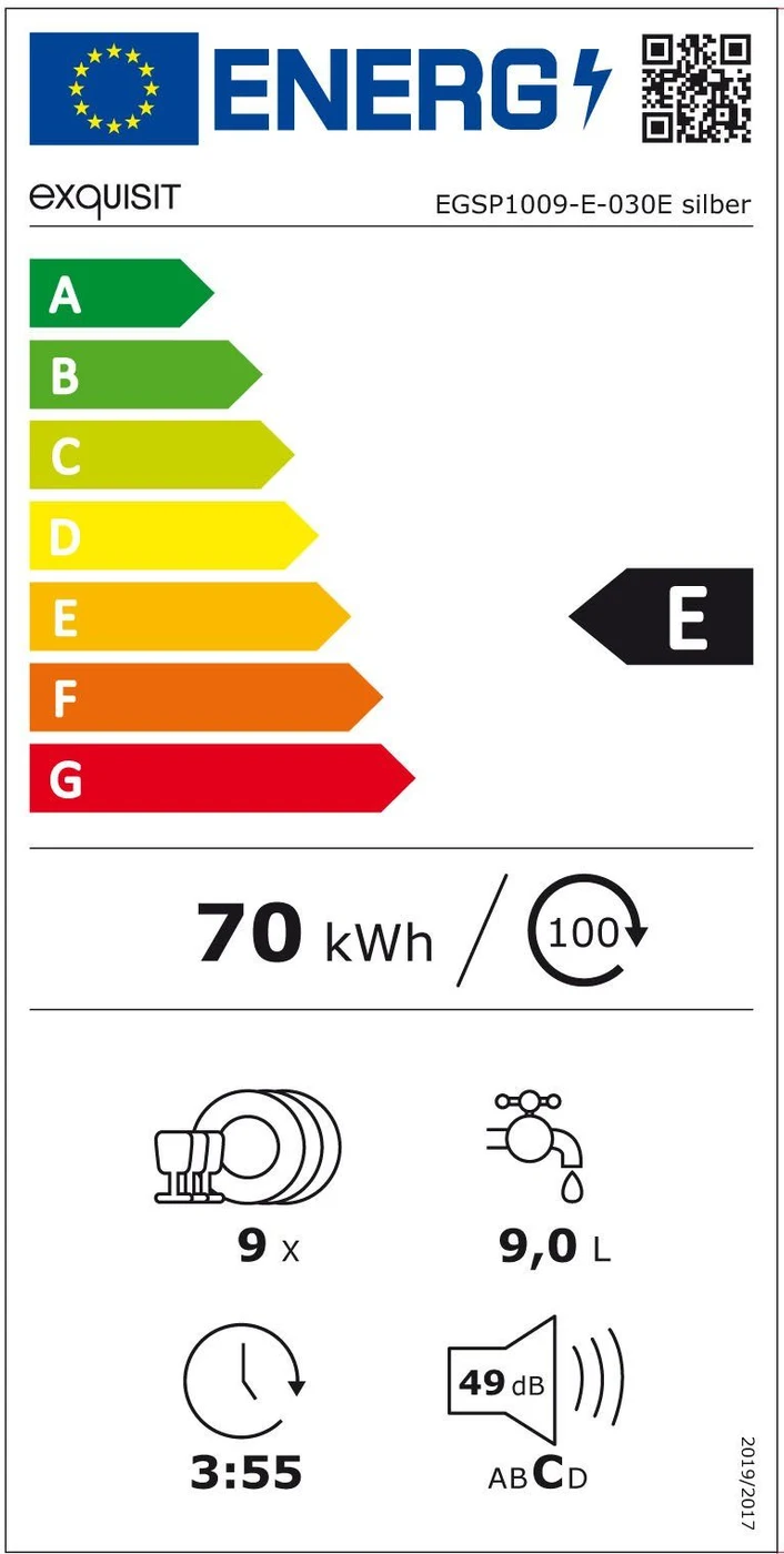 EU-Energielabel – Energieeffizienzklasse E