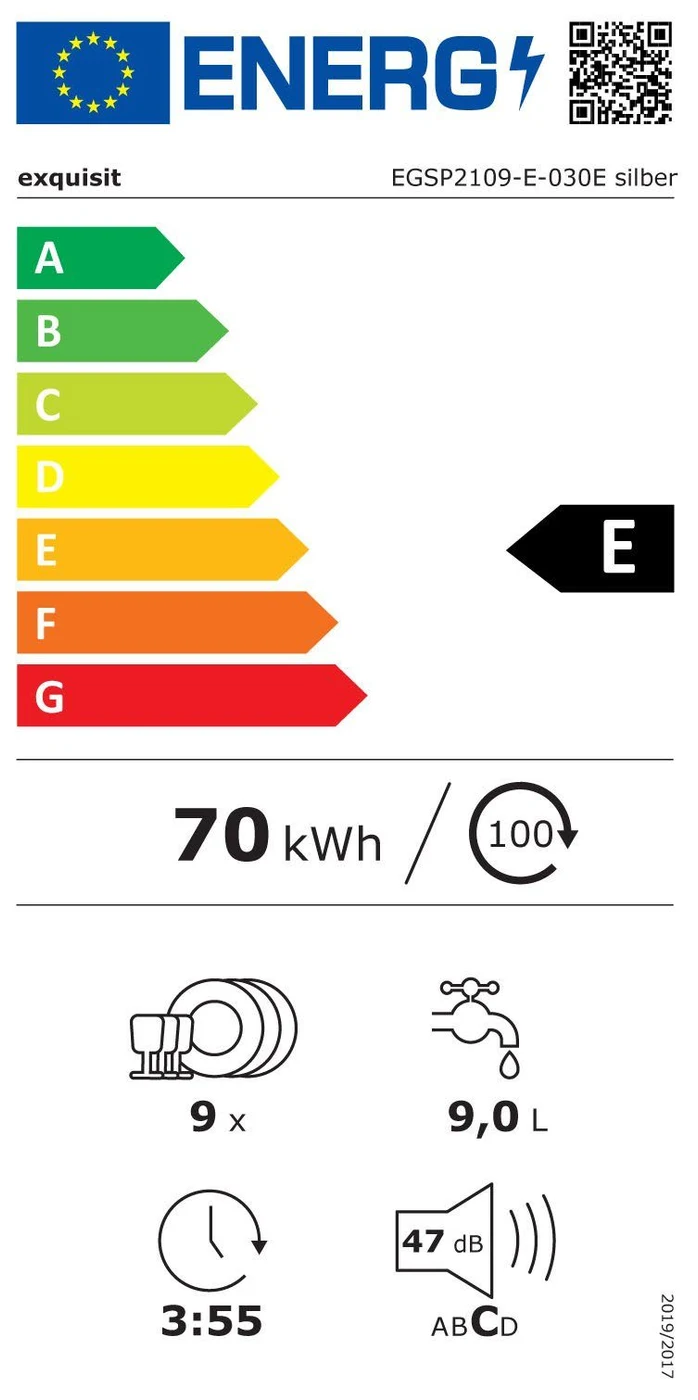 EU-Energielabel – Energieeffizienzklasse E