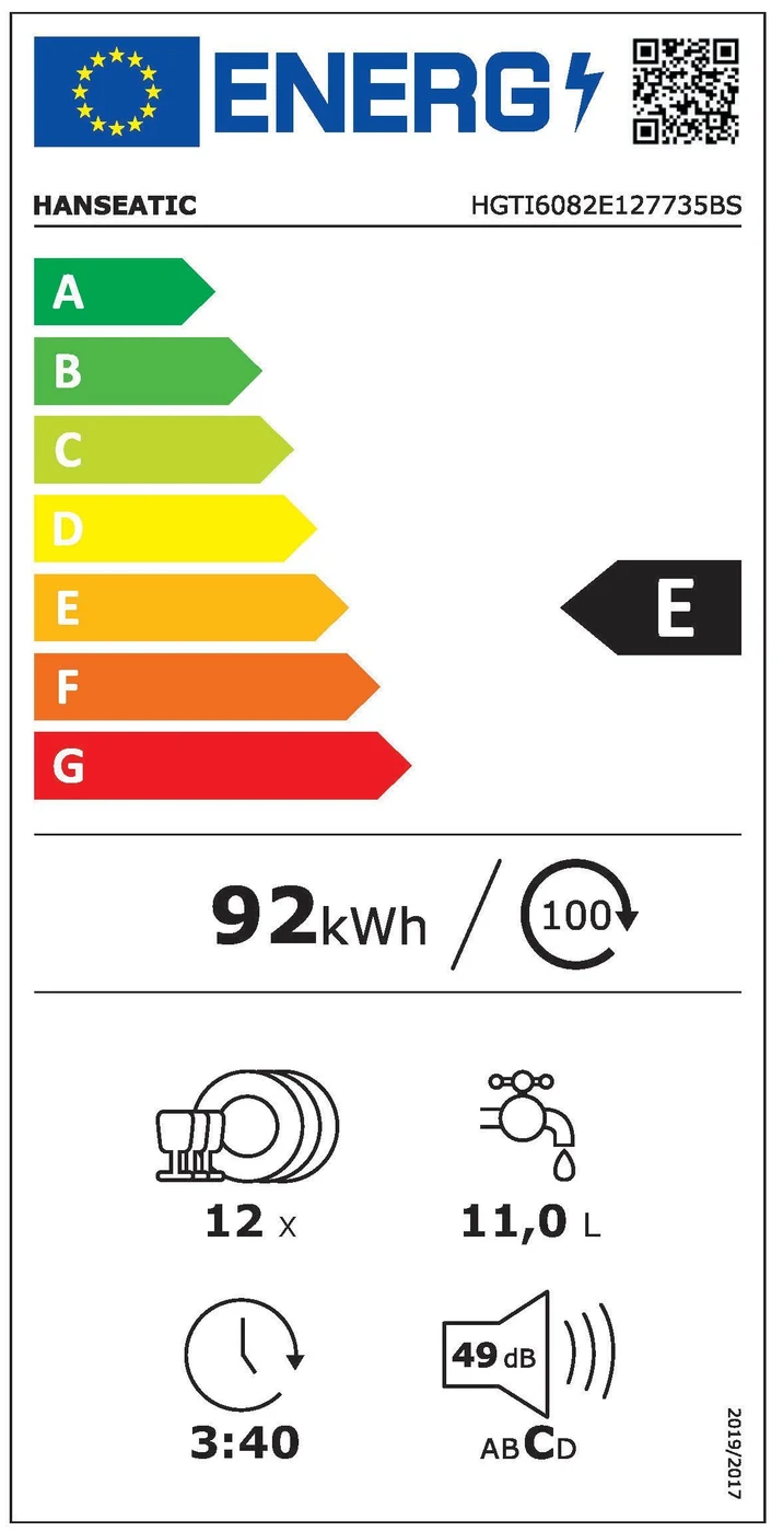 EU-Energielabel – Energieeffizienzklasse E