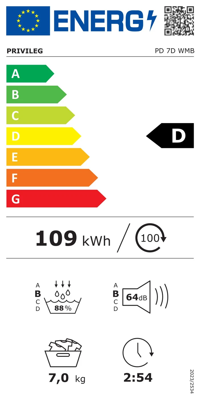 EU-Energielabel – Energieeffizienzklasse D