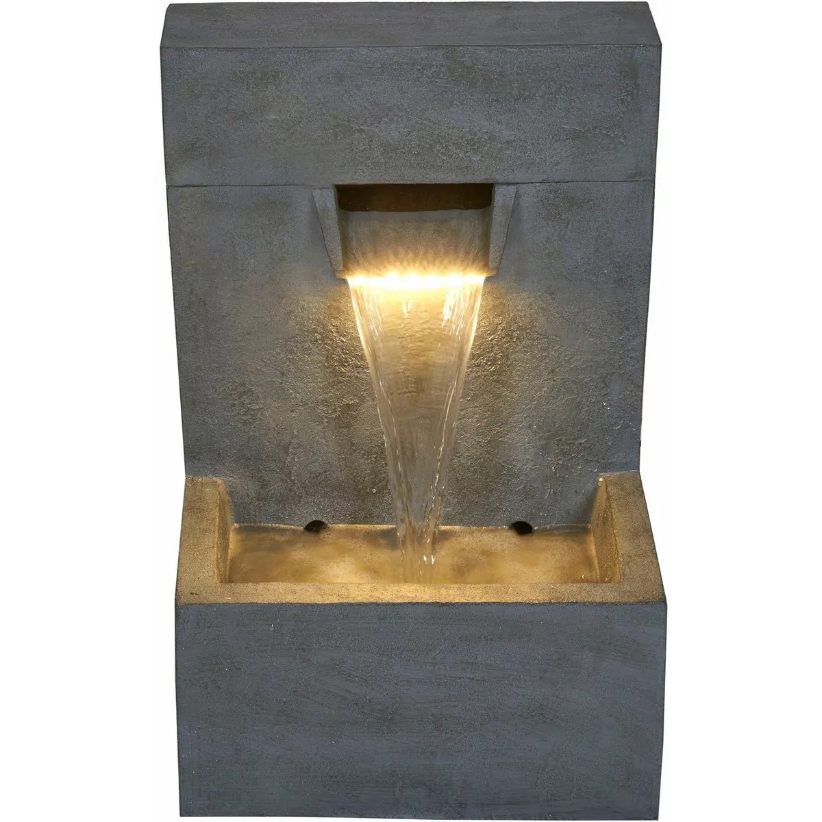 AcquaArte Posada Gartenbrunnen, LED-Beleuchtung, komplett mit Pumpe und Becken