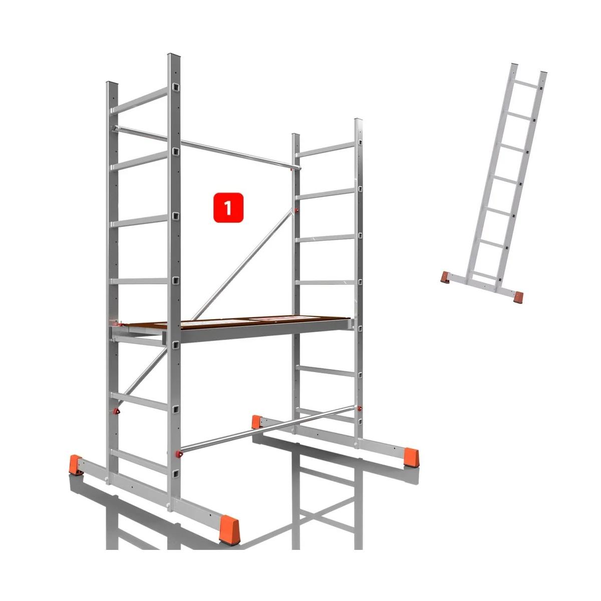 ALTEC Aluminium Arbeitsgerüst AluCombine 3.0, maximale Arbeitshöhe 7 Meter, rutschhemmende Füße
