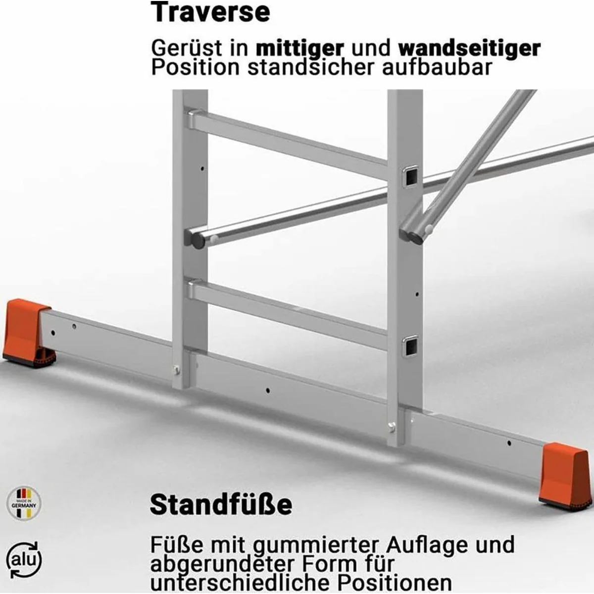 ALTEC Aluminium Arbeitsgerüst AluCombine 3.0, maximale Arbeitshöhe 7 Meter, rutschhemmende Füße 4
