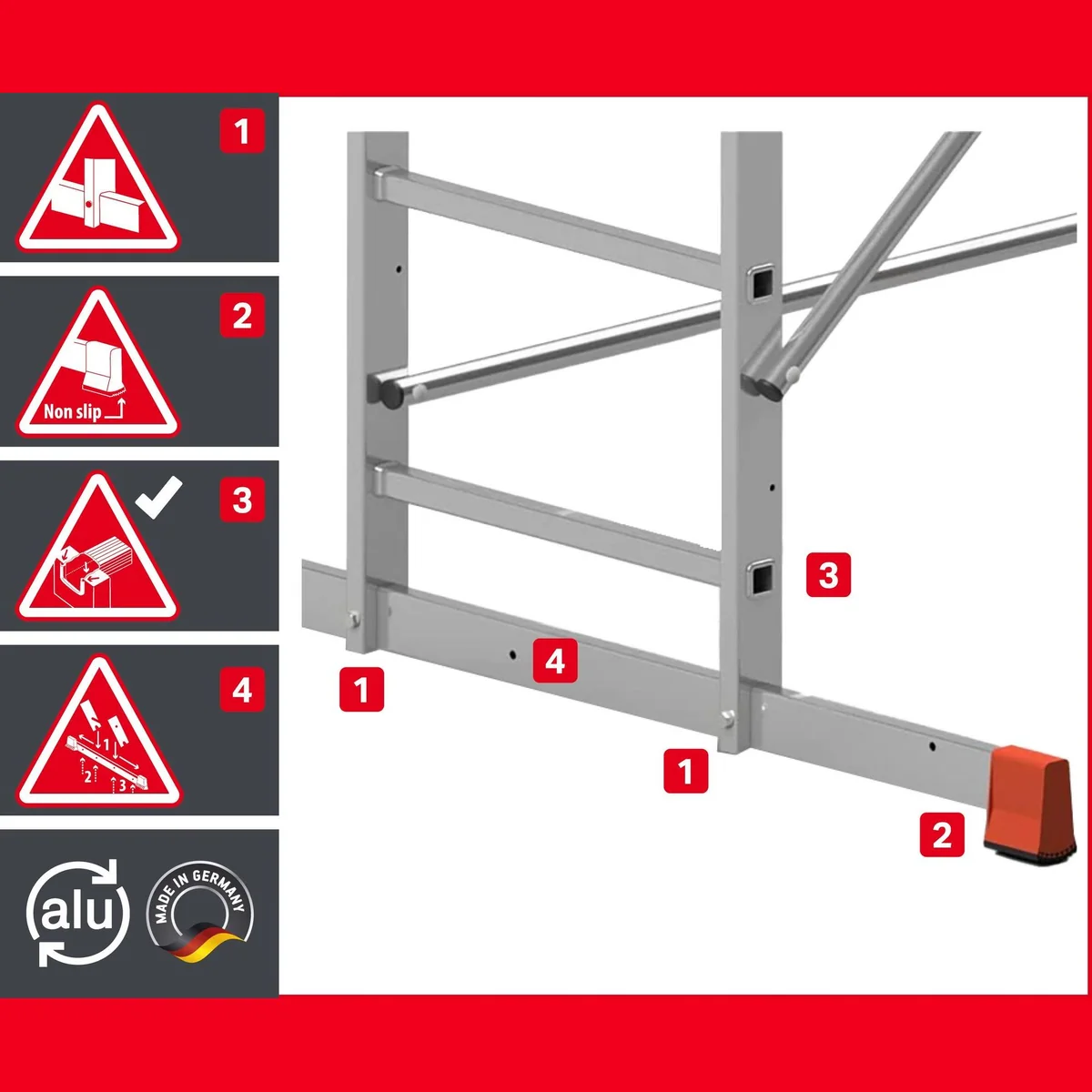 ALTEC Aluminium Arbeitsgerüst AluCombine 4.0, maximale Arbeitshöhe 7 Meter, rutschhemmende Füße, stabiler Stand 3