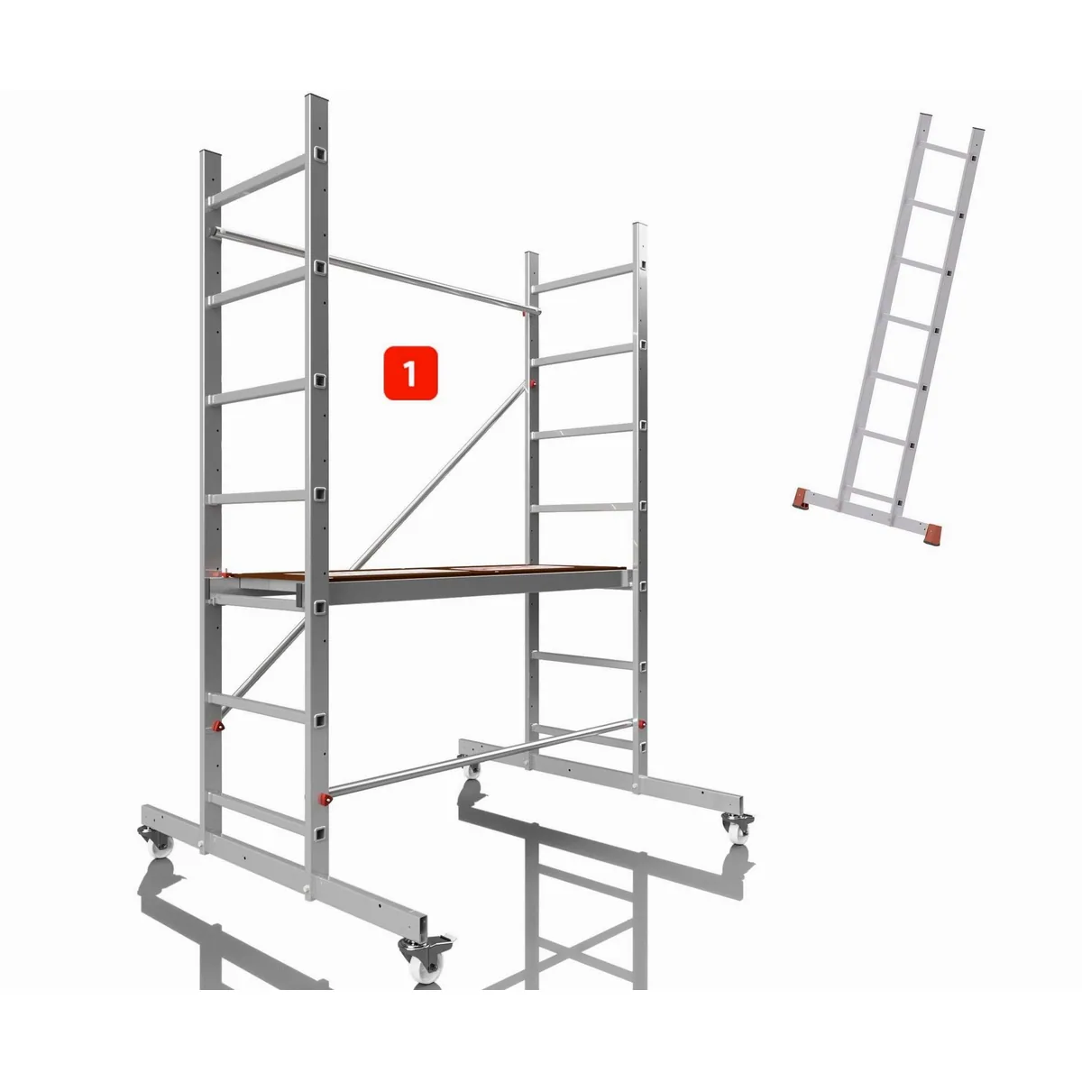 ALTEC Aluminium Fahrgerüst AluCombine 3.0, maximale Arbeitshöhe 7 Meter, 4 Lenkrollen & Wandanker