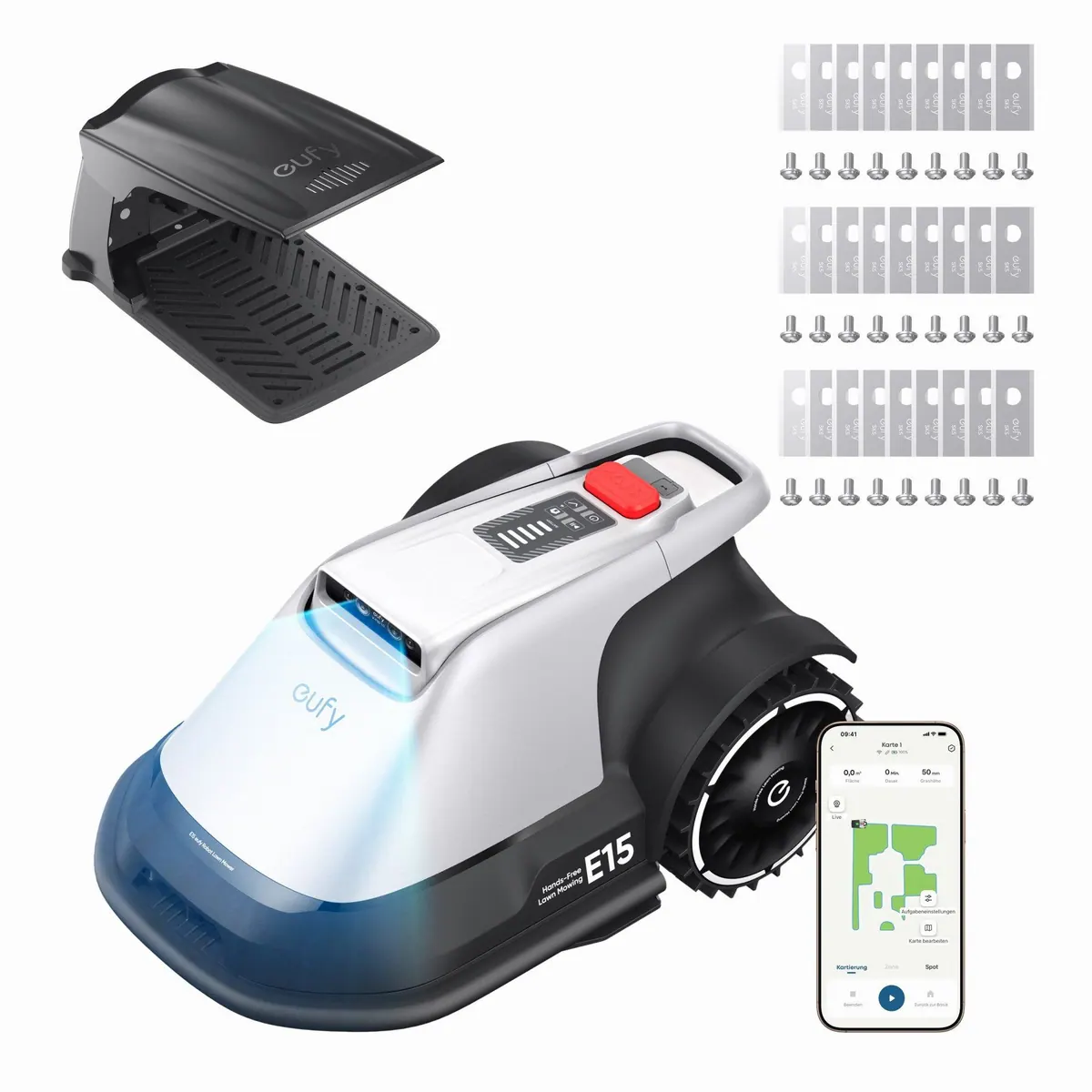 Anker eufy Rasenmähroboter E15, App-Steuerung, Regensensor, Diebstahlschutz — bis 800 m²