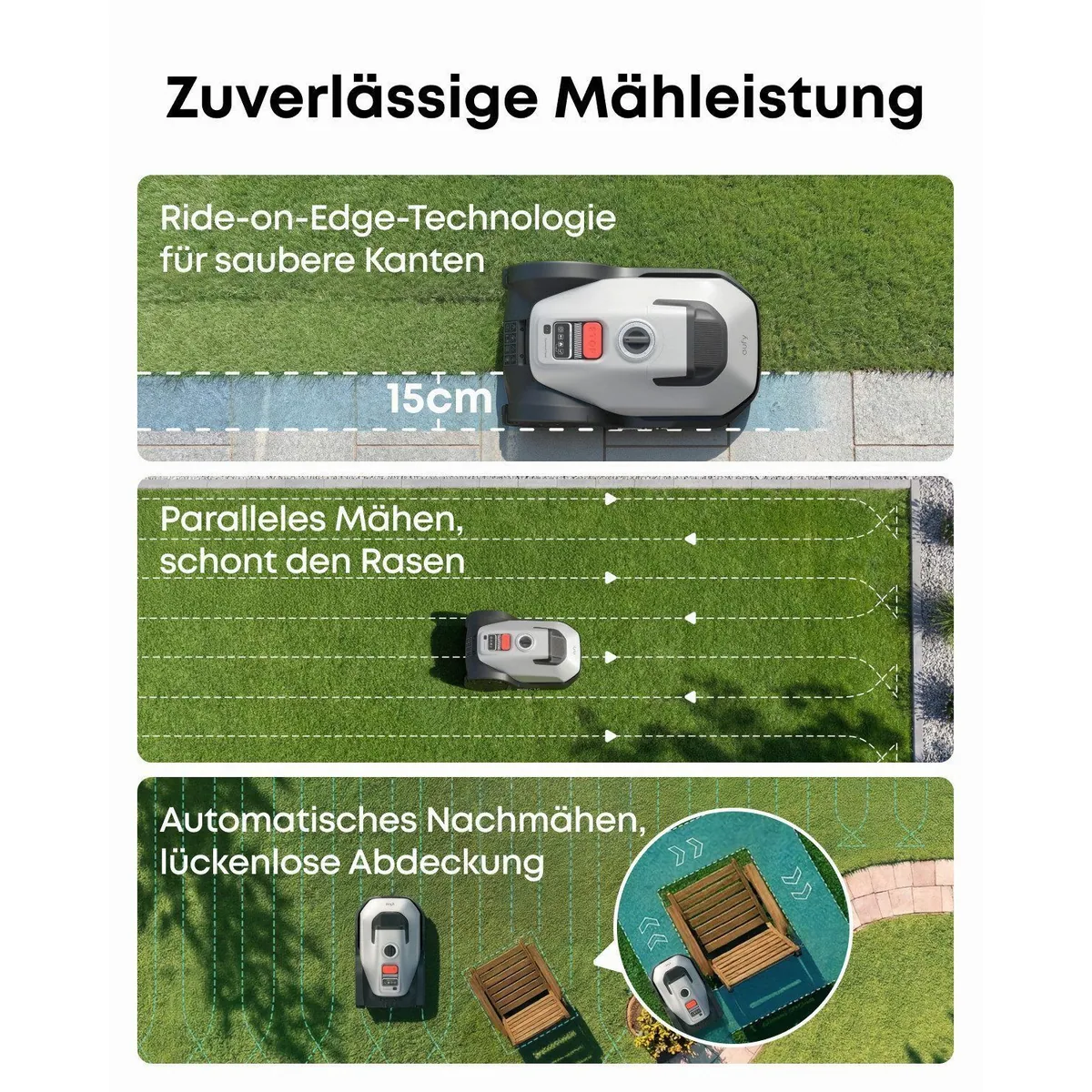 Anker eufy Rasenmähroboter C15, intelligente Navigation, Auto-Kartierung, präzises Randmähen 3