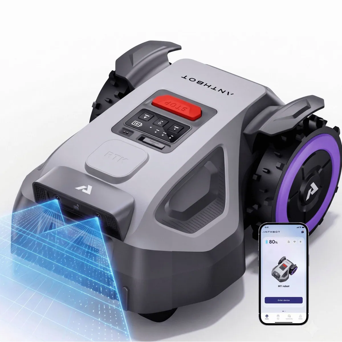 ANTHBOT M9 Rasenmähroboter, intelligente RTK-Navigation & App-Steuerung — für bis zu 1200 m² Rasenfläche