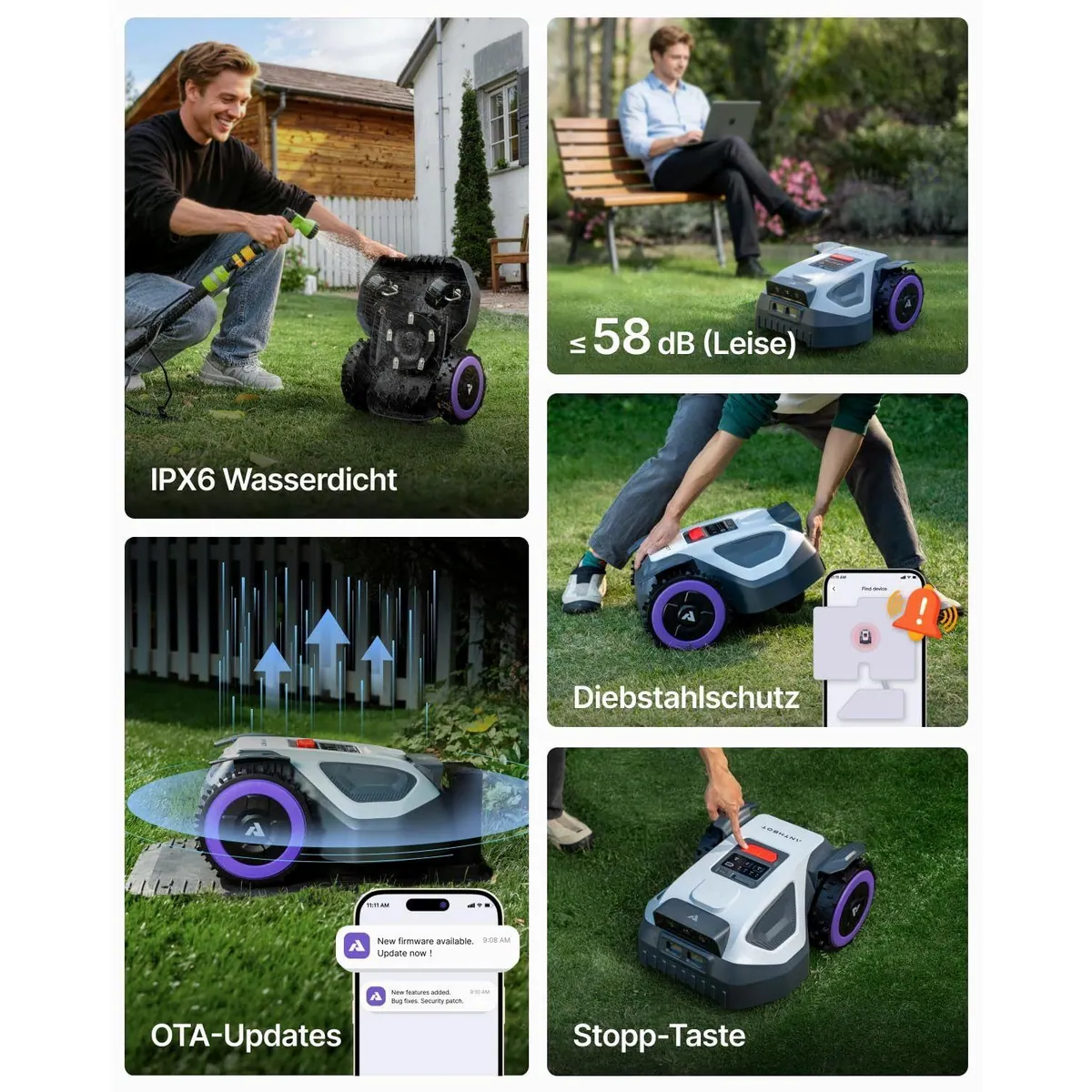 ANTHBOT M9 Rasenmähroboter, intelligente RTK-Navigation & App-Steuerung — für bis zu 1200 m² Rasenfläche 3