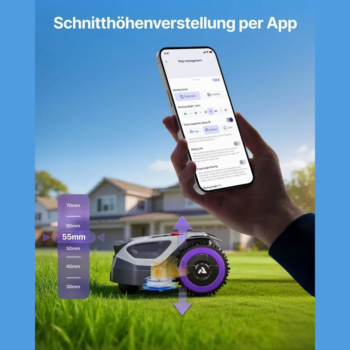 ANTHBOT M5 Mähroboter, ohne Begrenzungskabel, RTK-Navigation, bis 700 m² — Effizientes Mähen für kompakte Gärten 3