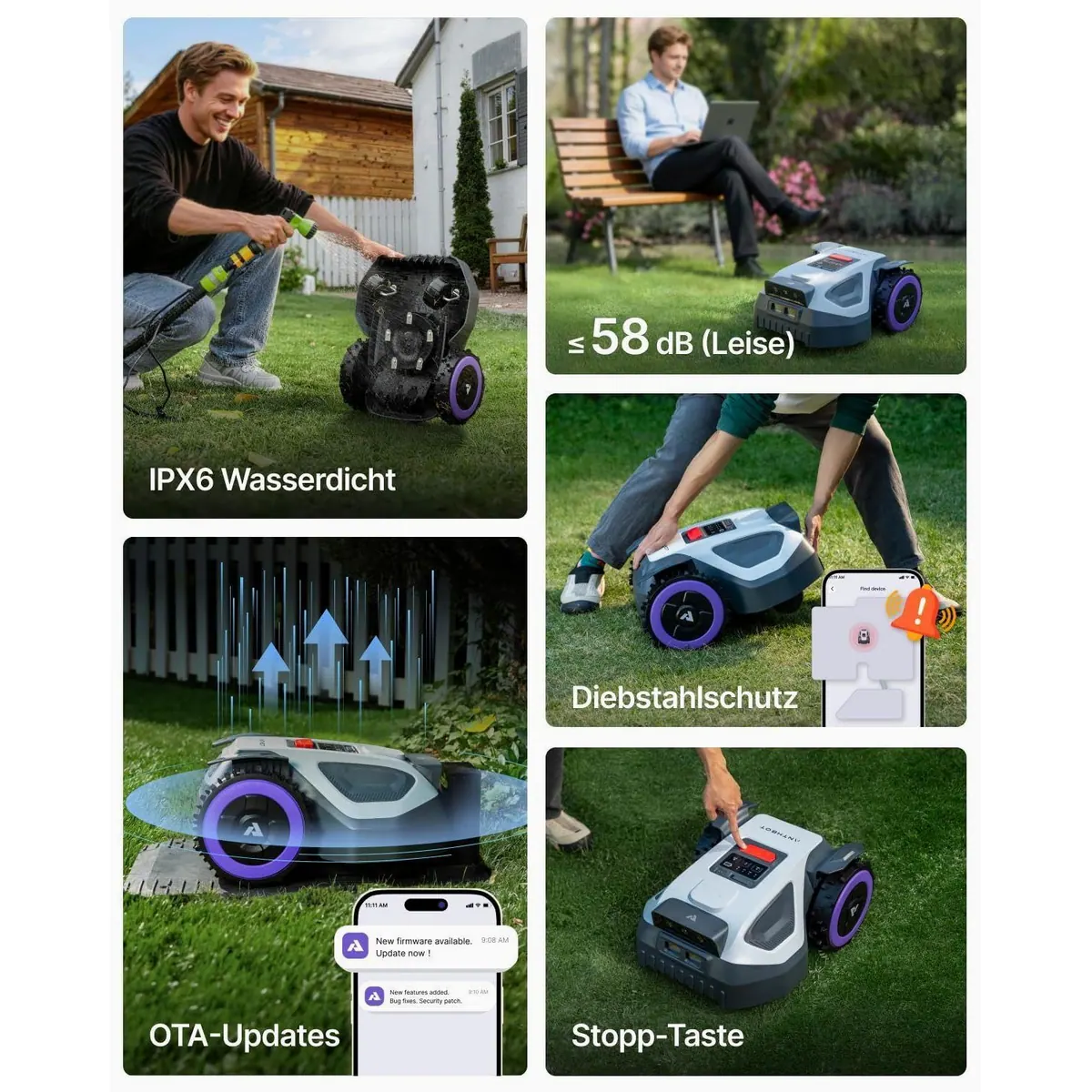 ANTHBOT M5 Mähroboter, ohne Begrenzungskabel, RTK-Navigation, bis 700 m² — Effizientes Mähen für kompakte Gärten 5