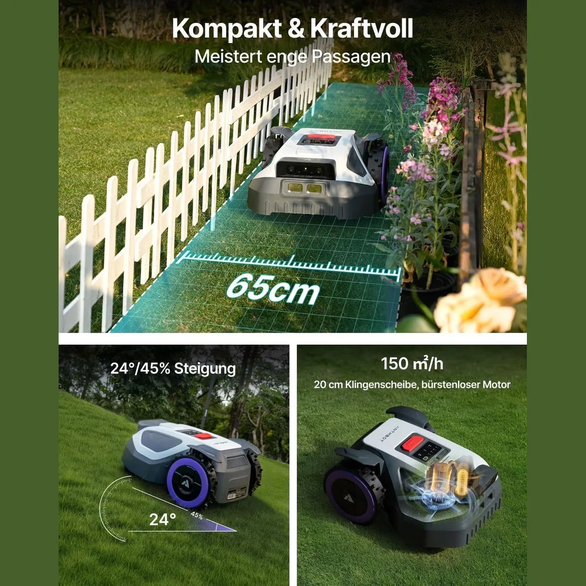 ANTHBOT M9 Mähroboter, RTK-Navigation, HDR-Dual-Vision, KI-Hindernisvermeidung 3