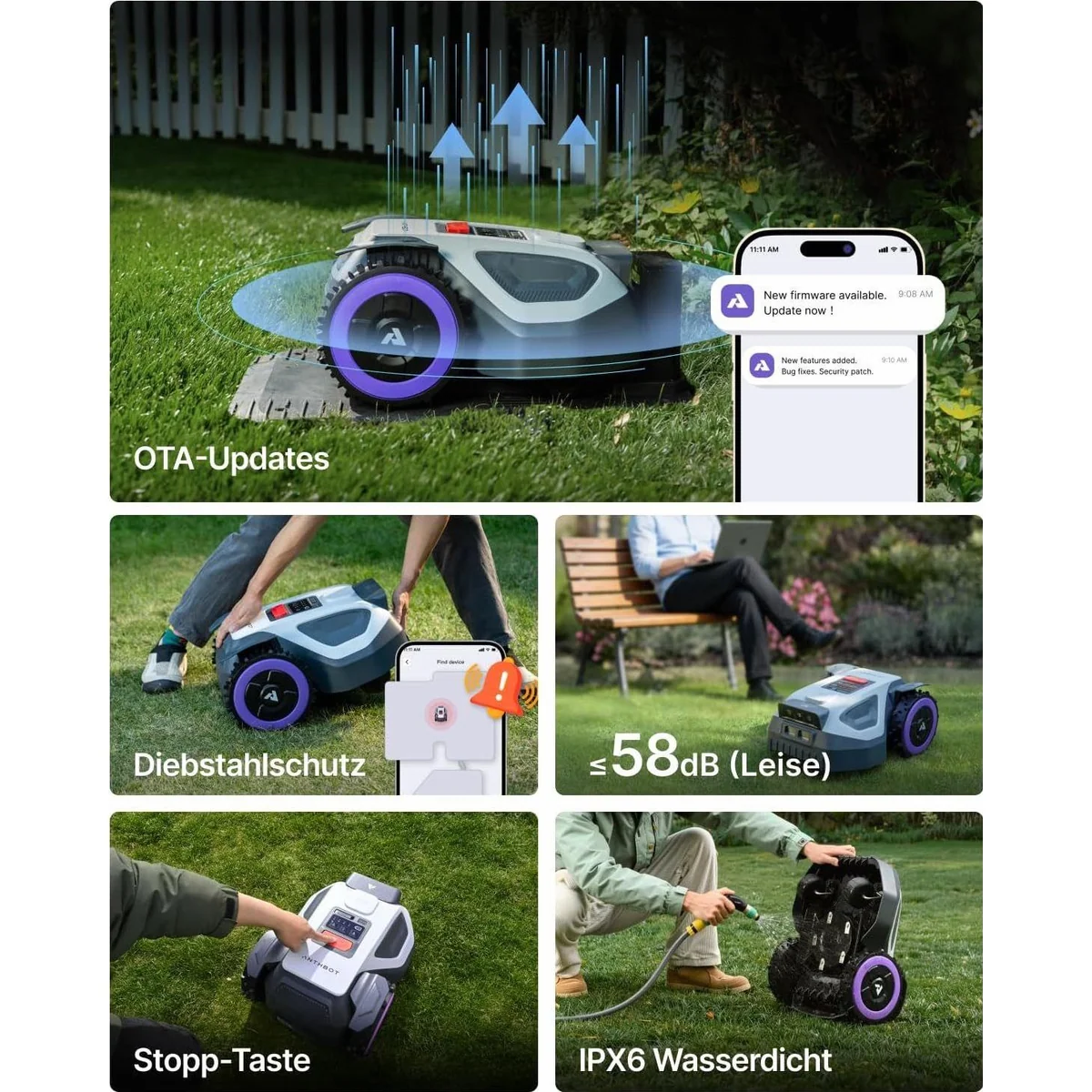 ANTHBOT M9 Mähroboter, RTK-Navigation, HDR-Dual-Vision, KI-Hindernisvermeidung 4