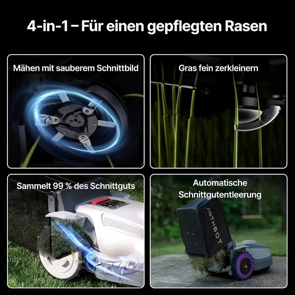 ANTHBOT N8 Mähroboter, 4-in-1 System, Auto-Entleerung, bis 1500 m² 5