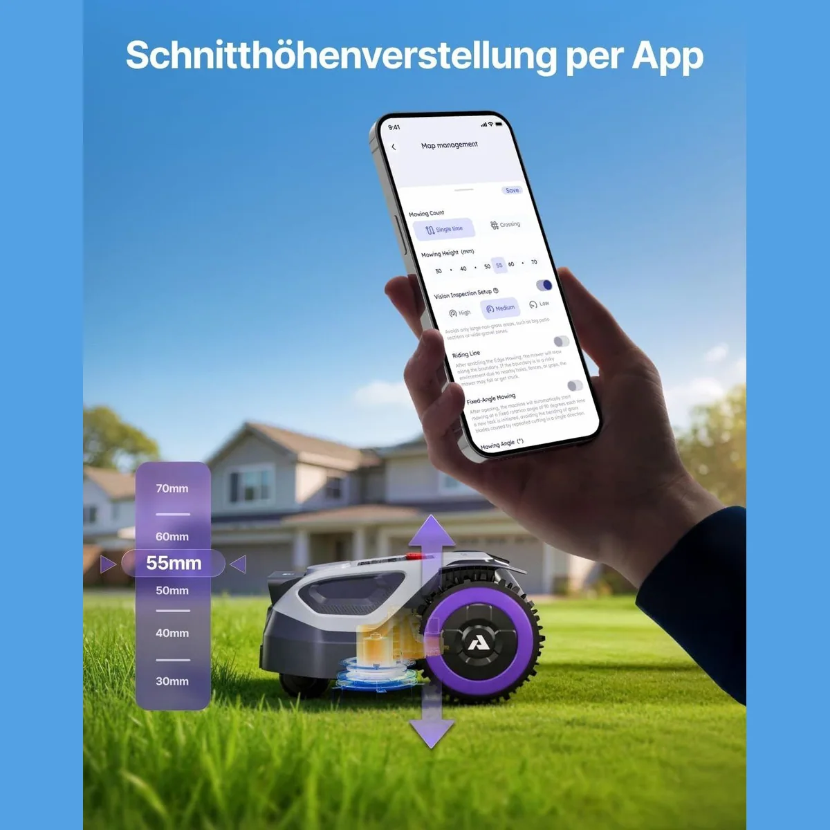 ANTHBOT M5 Mähroboter, kabellos, digitale Gartenverwaltung, 45% Steigung, IPX6 3