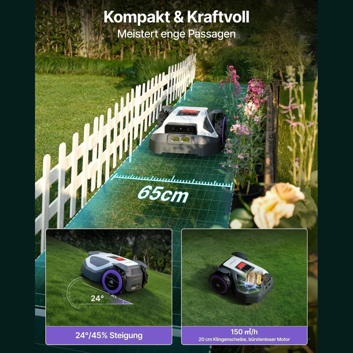 ANTHBOT M5 Mähroboter, kabellos, digitale Gartenverwaltung, 45% Steigung, IPX6 4