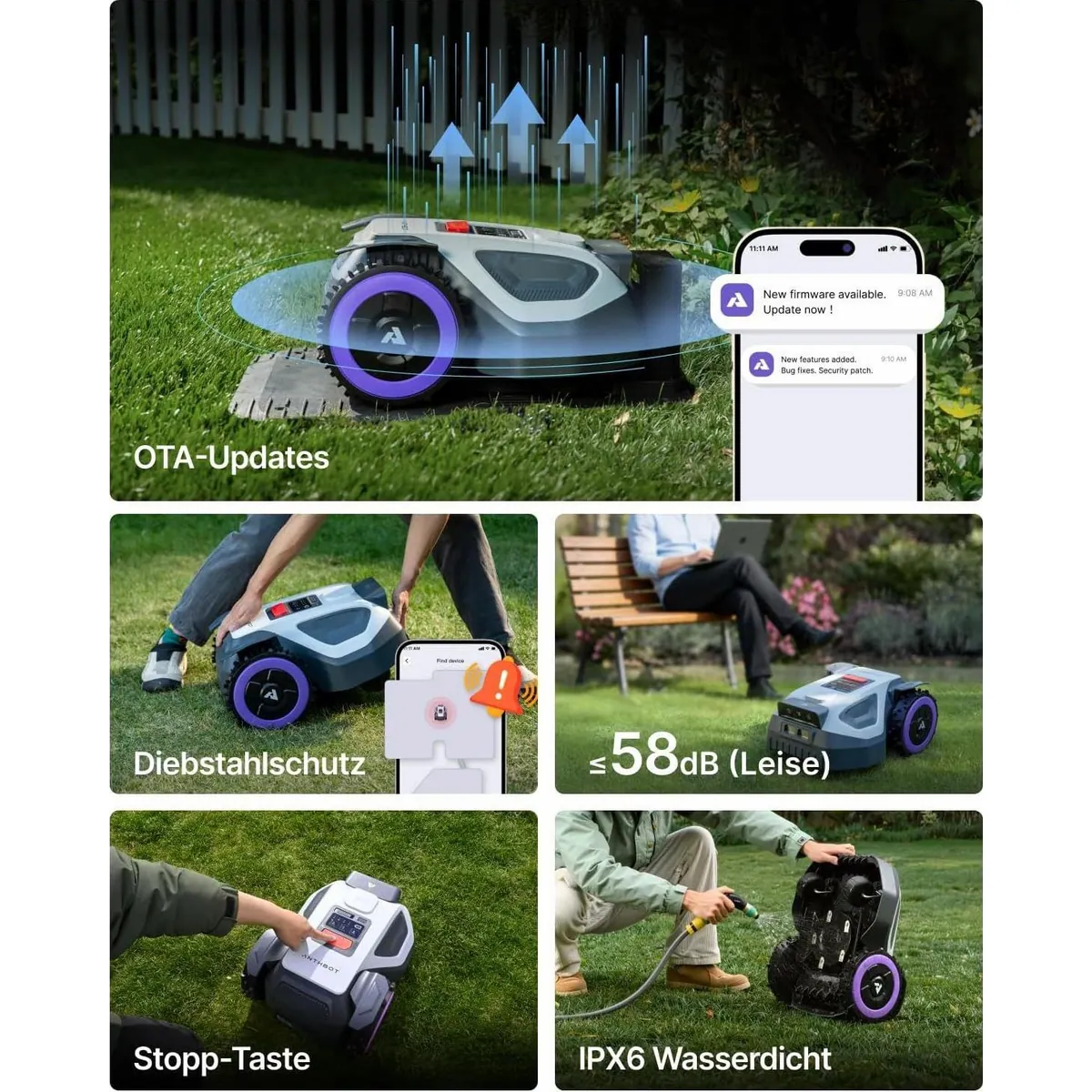 ANTHBOT M9 Mähroboter, RTK-Navigation & HDR-Dual-Vision, bis 1200 m² Rasenfläche 5