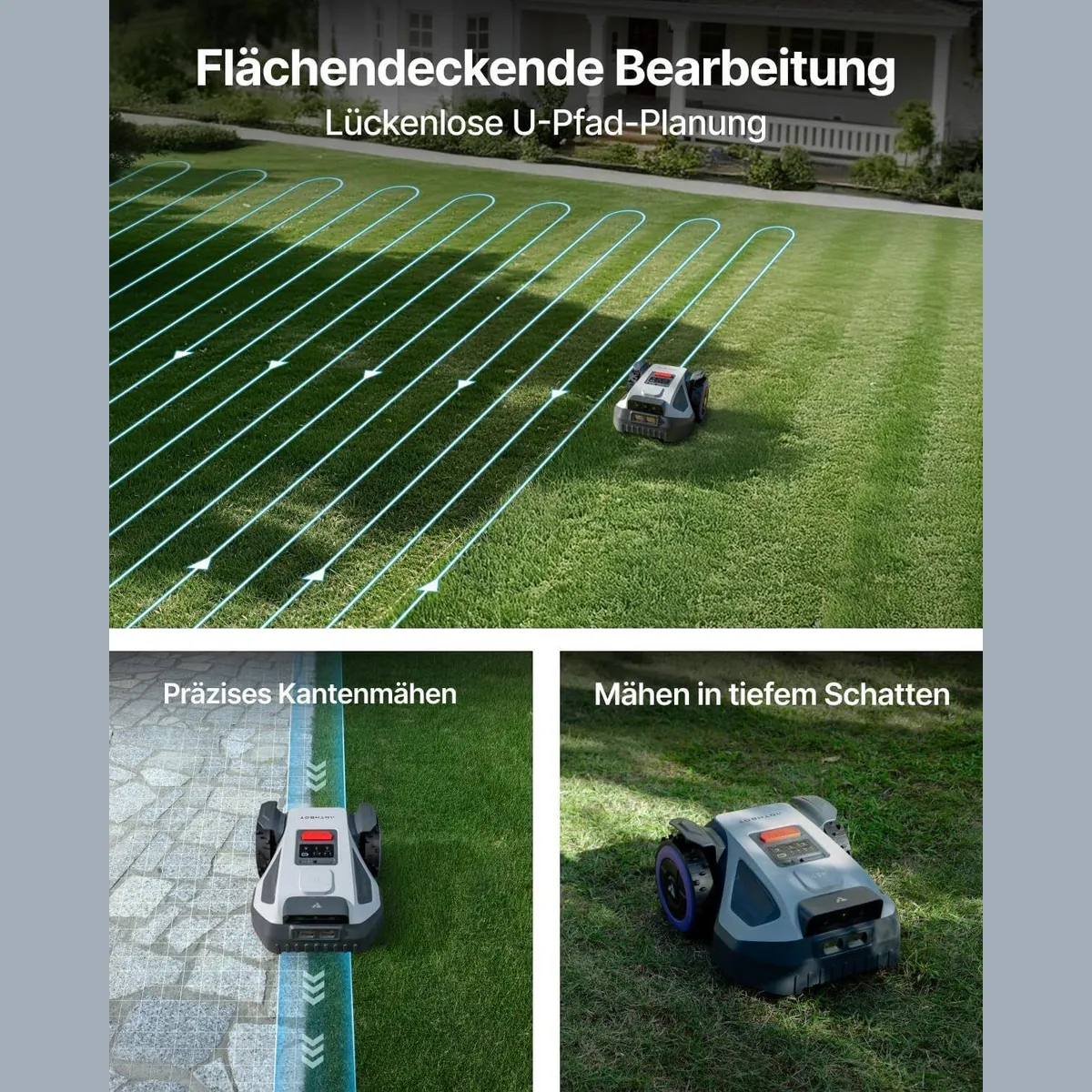 ANTHBOT M5 Rasenmähroboter, RTK-Navigation, KI-Hindernisvermeidung — bis 700 m², 4G-Modul, aktiver Tierschutz 3