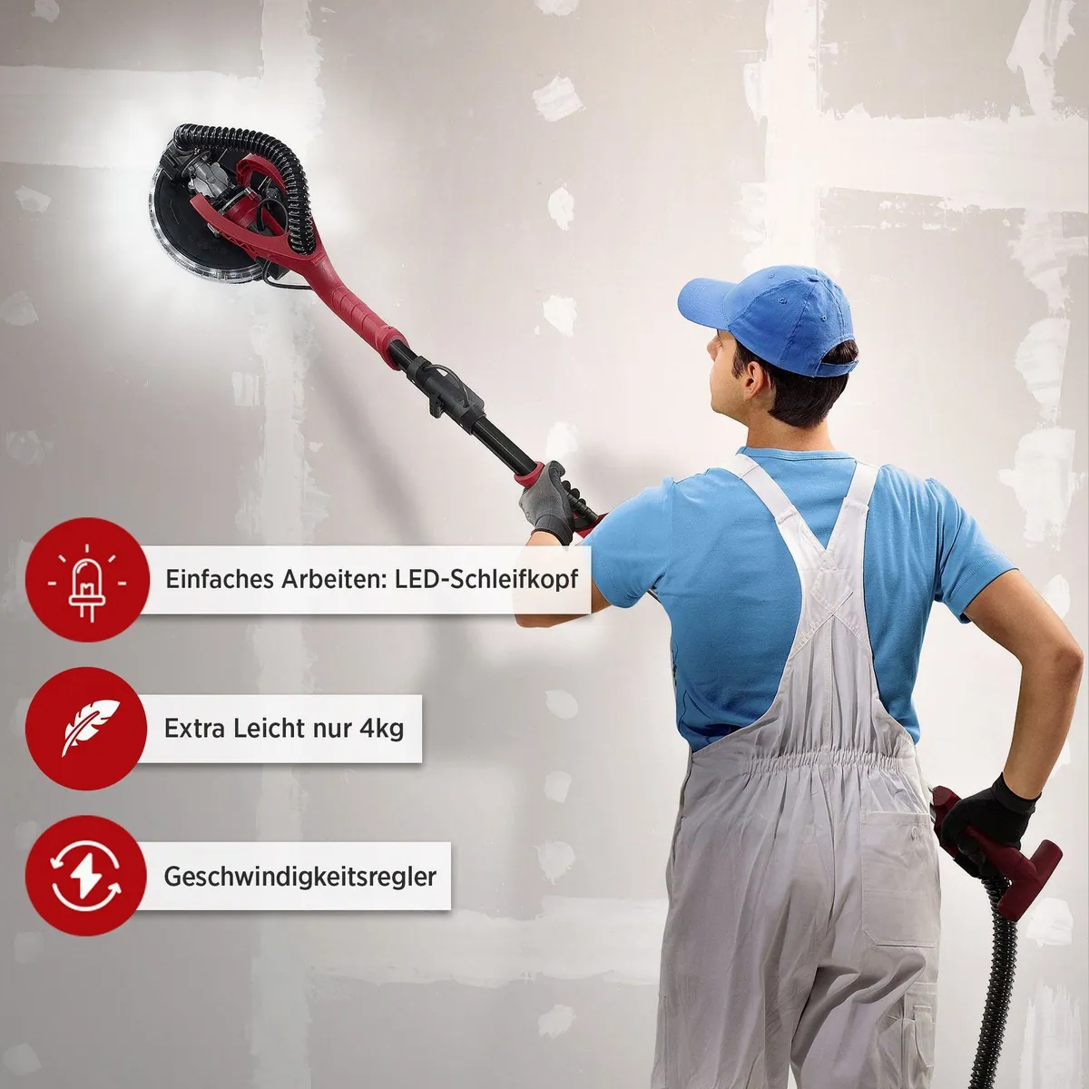 Arebos Langhalsschleifer, 750 W Motor, integriertes Staubabsaugsystem, LED-Beleuchtung 4