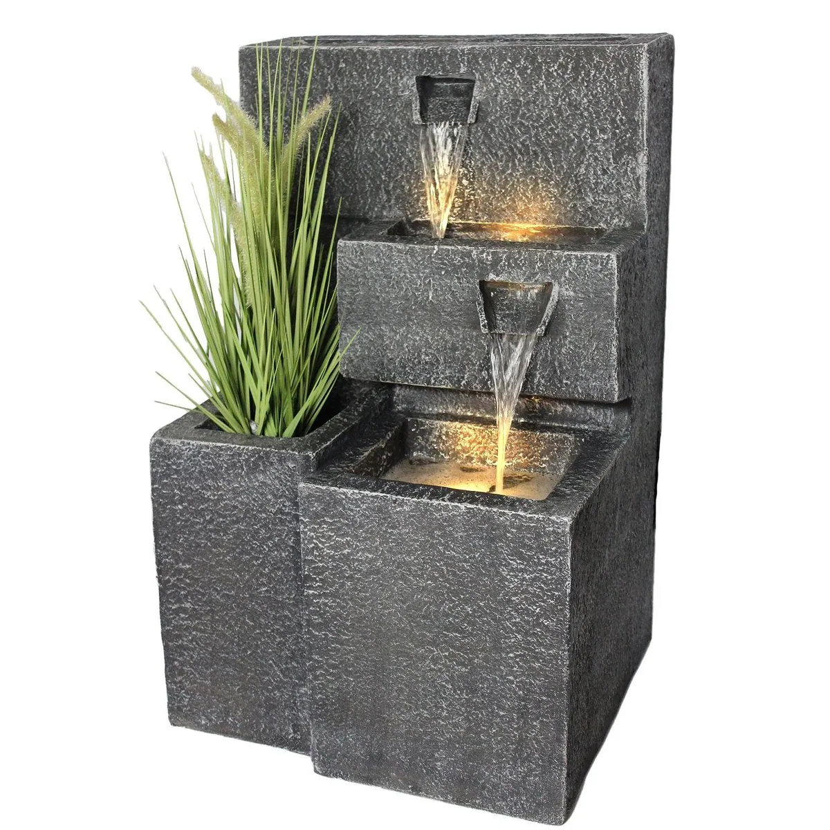 Arnusa Gartenbrunnen Grada, modernes Design, LED-Beleuchtung, pflegeleicht