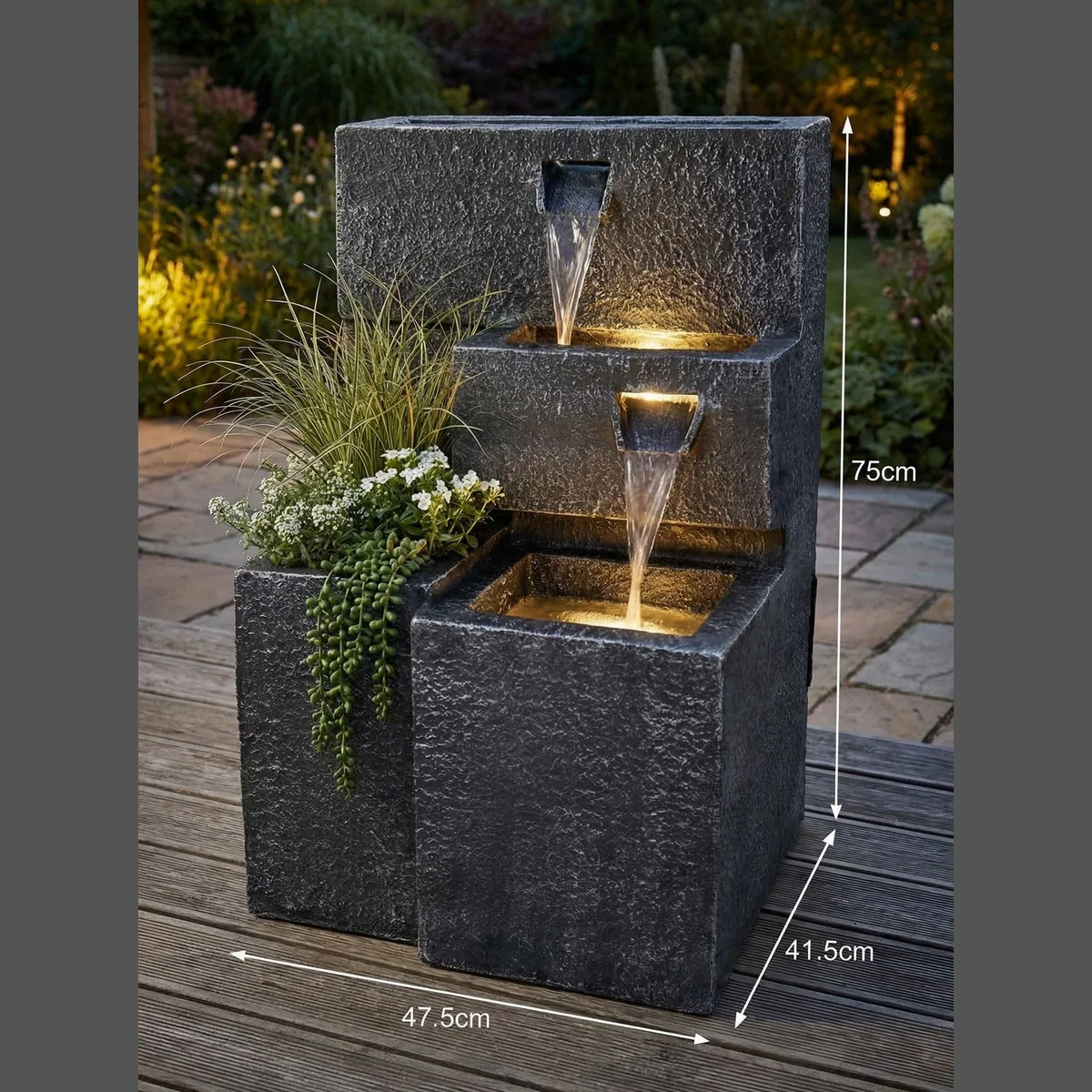 Arnusa Gartenbrunnen Grada, modernes Design, LED-Beleuchtung, pflegeleicht 5