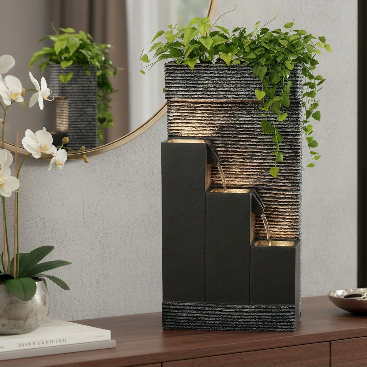 Arnusa BK845 Zimmerbrunnen, dekorative Kaskade mit LED-Beleuchtung 2