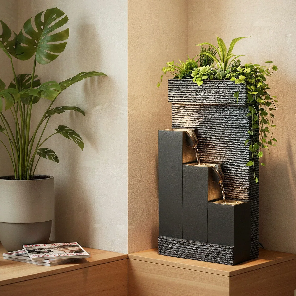 Arnusa BK845 Zimmerbrunnen, dekorative Kaskade mit LED-Beleuchtung 5