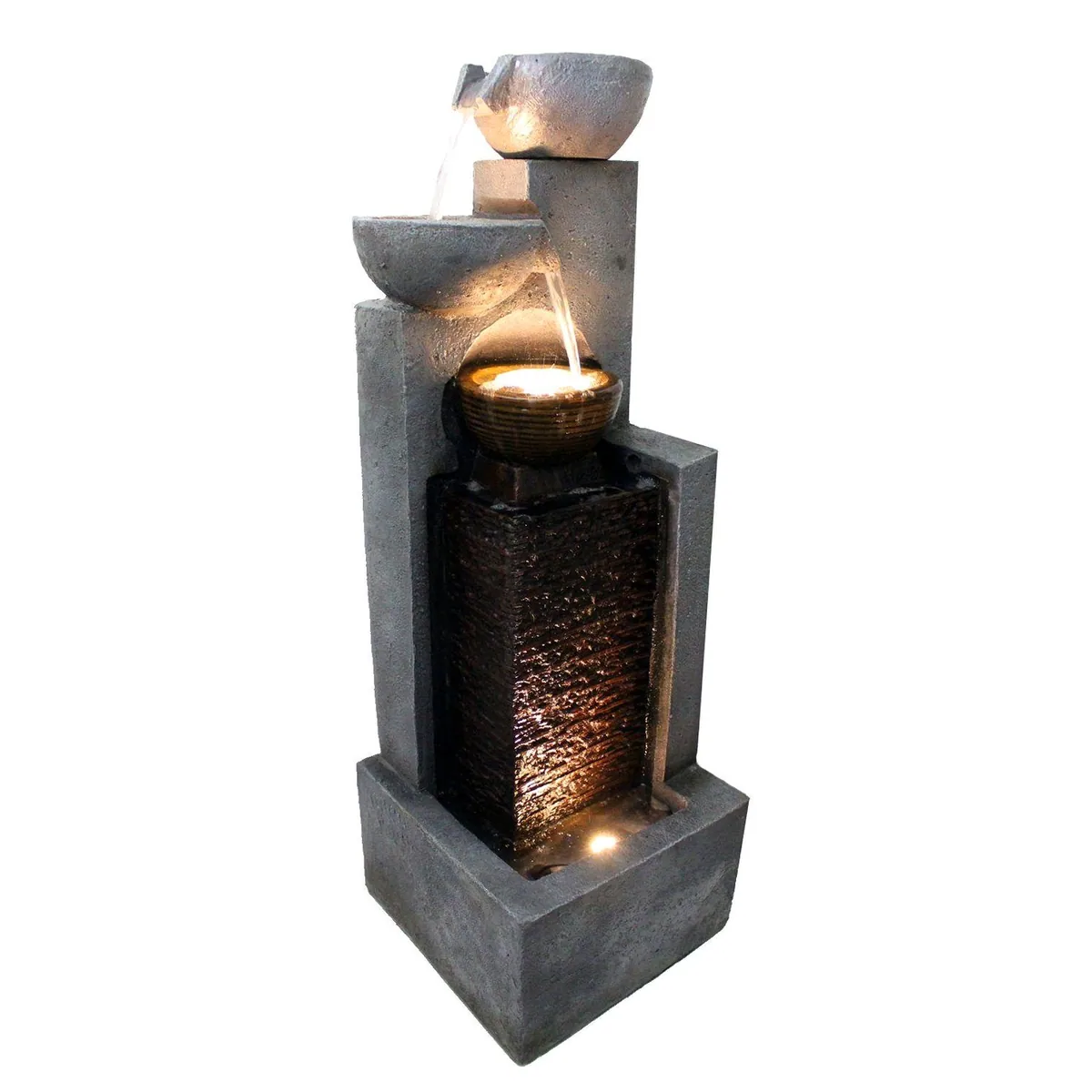 Arnusa Gartenbrunnen BK843, 109 cm Höhe, LED-Beleuchtung und Kaskade