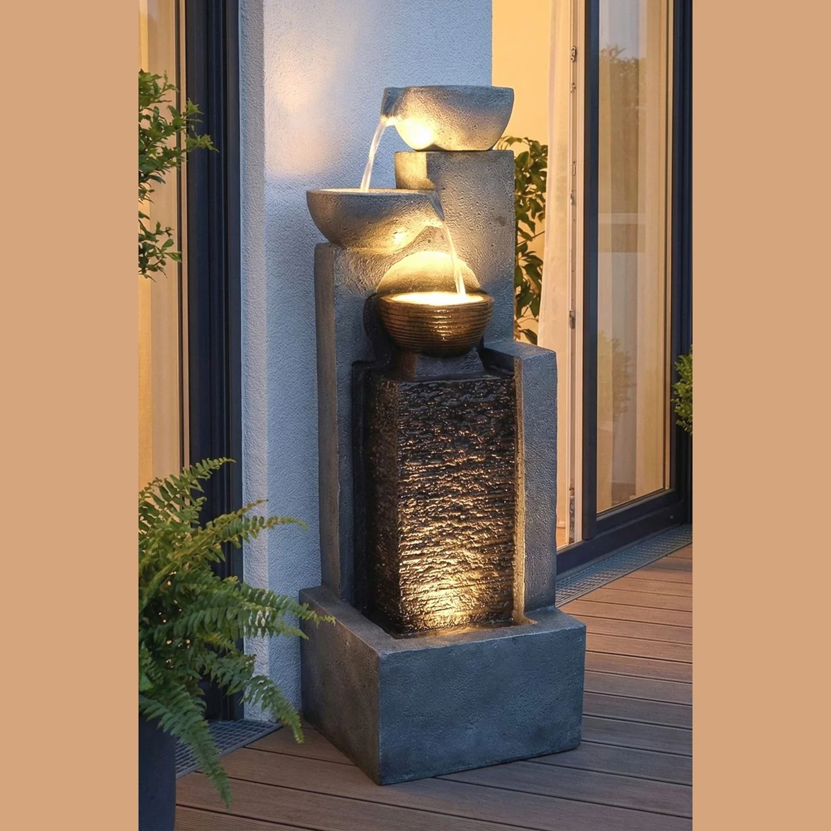 Arnusa Gartenbrunnen BK843, 109 cm Höhe, LED-Beleuchtung und Kaskade 2