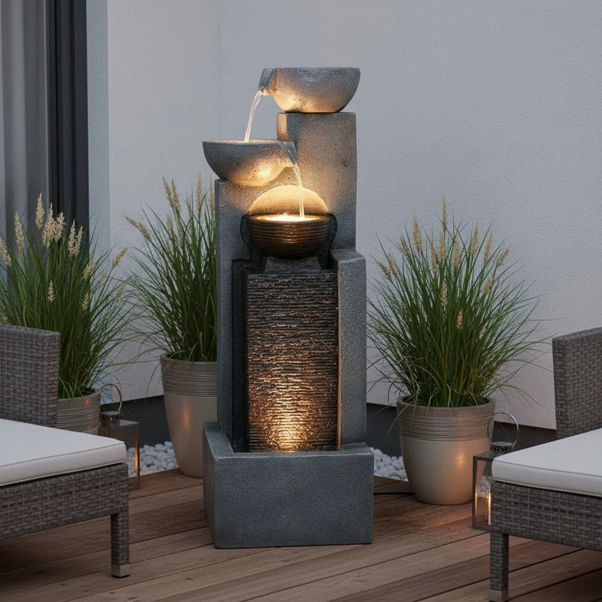 Arnusa Gartenbrunnen BK843, 109 cm Höhe, LED-Beleuchtung und Kaskade 3