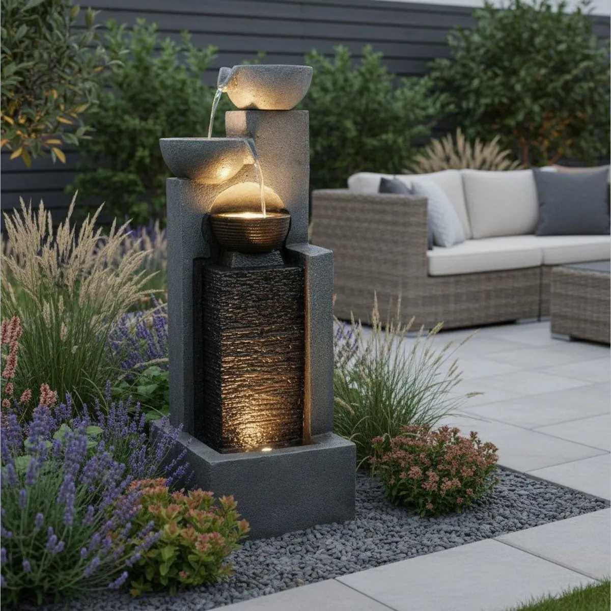 Arnusa Gartenbrunnen BK843, 109 cm Höhe, LED-Beleuchtung und Kaskade 4