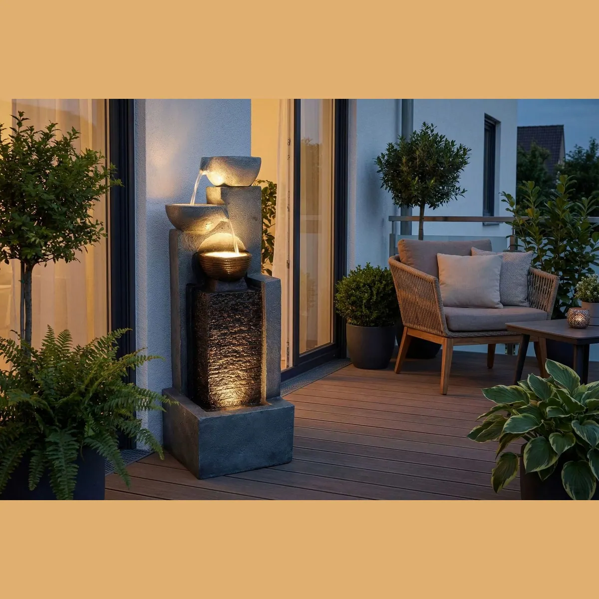 Arnusa Gartenbrunnen BK843, 109 cm Höhe, LED-Beleuchtung und Kaskade 5