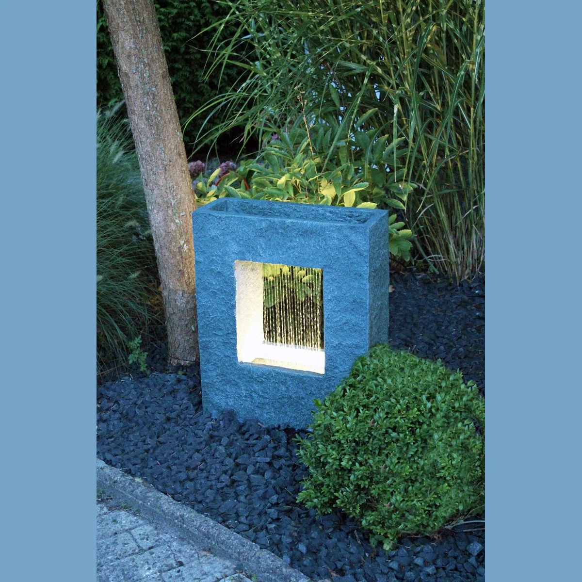 Arnusa Gartenbrunnen BK703, LED-Beleuchtung, Steinoptik — 65 cm hoch, 53 cm breit, für Innen und Außen 2