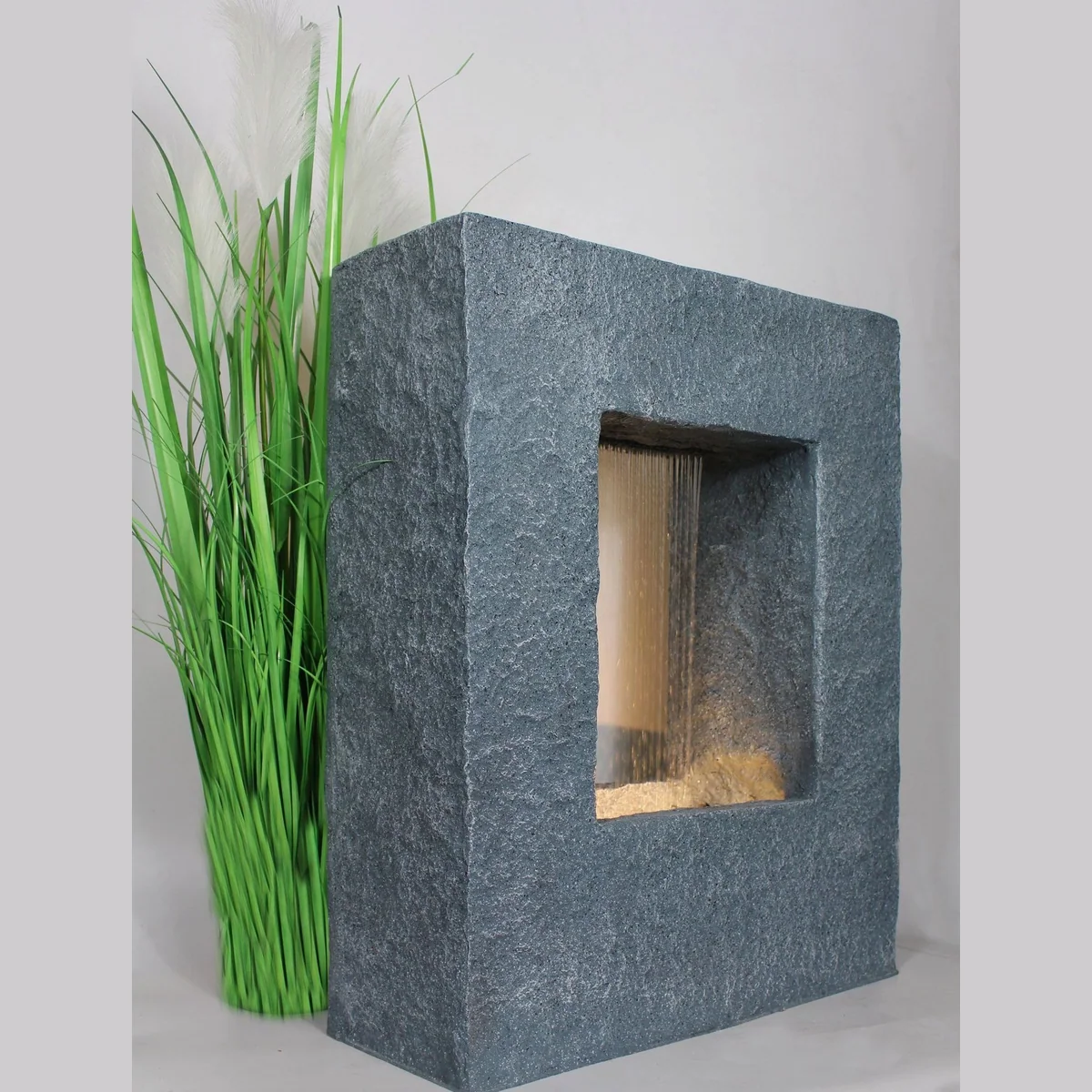 Arnusa Gartenbrunnen BK703, LED-Beleuchtung, Steinoptik — 65 cm hoch, 53 cm breit, für Innen und Außen 3