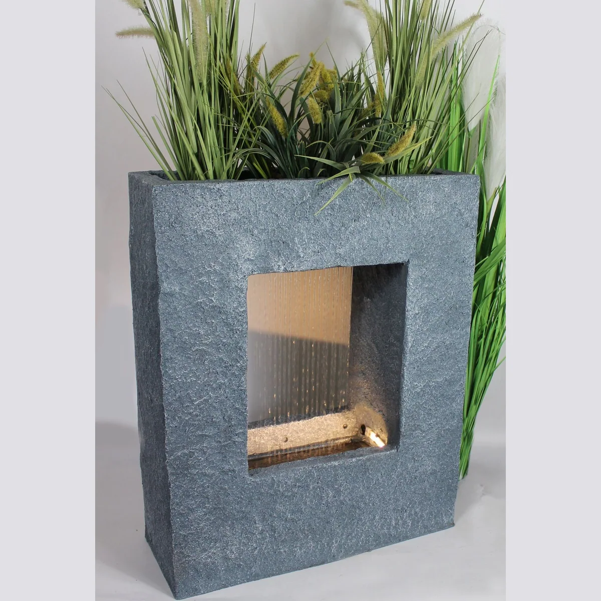 Arnusa Gartenbrunnen BK703, LED-Beleuchtung, Steinoptik — 65 cm hoch, 53 cm breit, für Innen und Außen 4