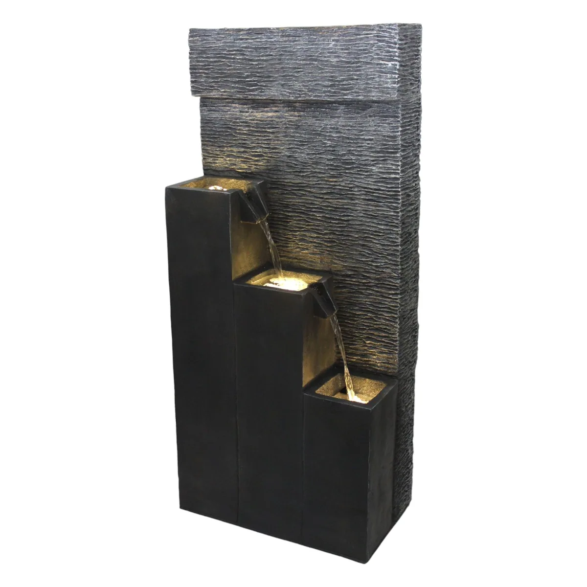 Arnusa Gartenbrunnen BK846, 101 cm Kaskade mit LED Beleuchtung — elegantes Wasserspiel in Steinoptik 2