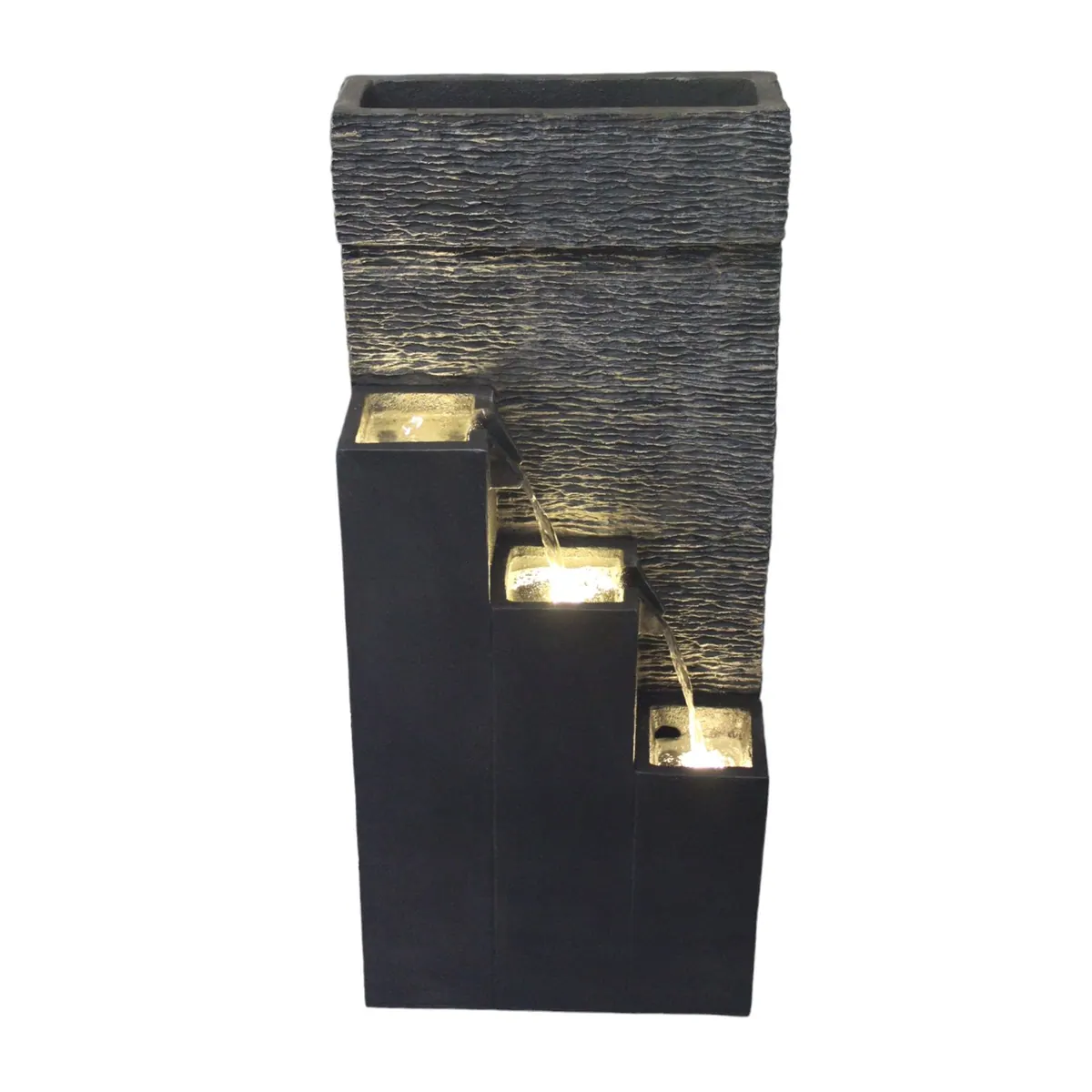 Arnusa Gartenbrunnen BK846, 101 cm Kaskade mit LED Beleuchtung — elegantes Wasserspiel in Steinoptik 4