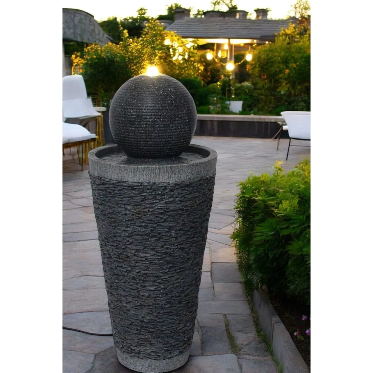 Arnusa Gartenbrunnen BK910, LED-Beleuchtung, Steinoptik, Komplett-Set 5