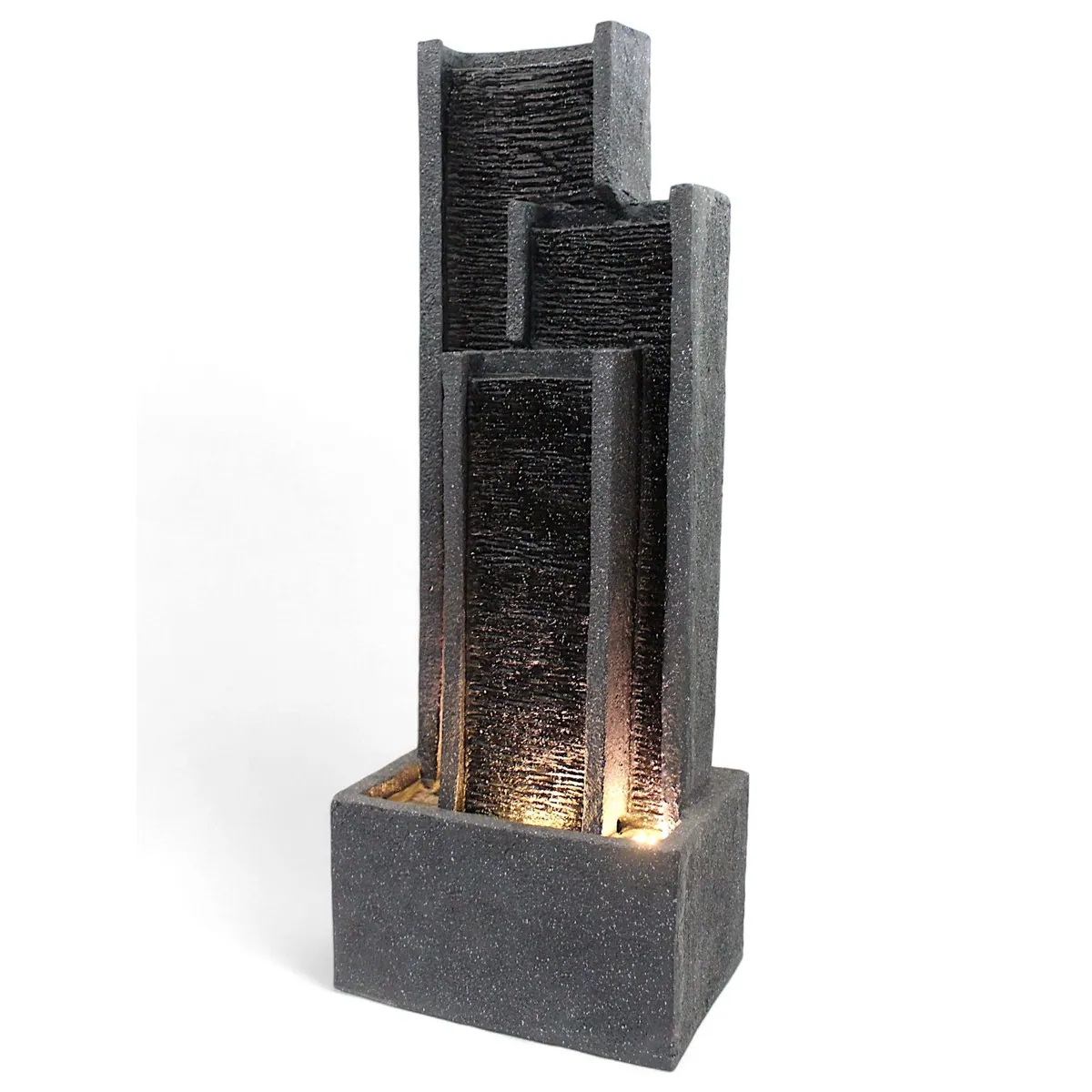 Arnusa BK903 Gartenbrunnen, elegante Wasserwand mit LED-Beleuchtung
