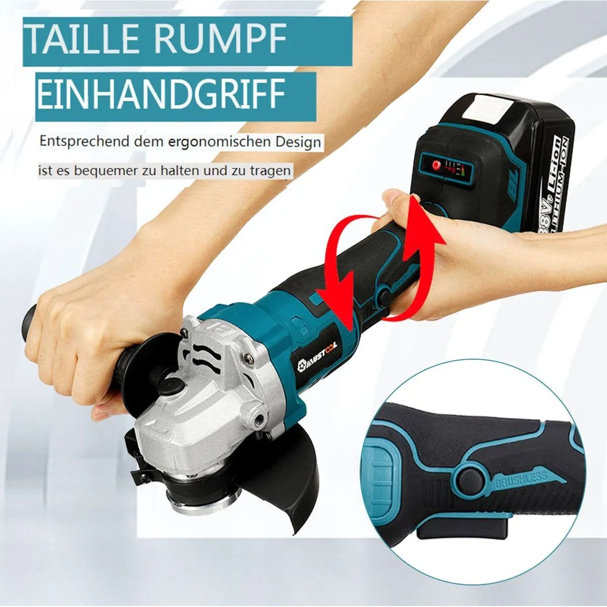 AUDEW Akku-Bohrschrauber 4 in 1, vielseitiges Elektrowerkzeug-Set mit 2 Akkus 5