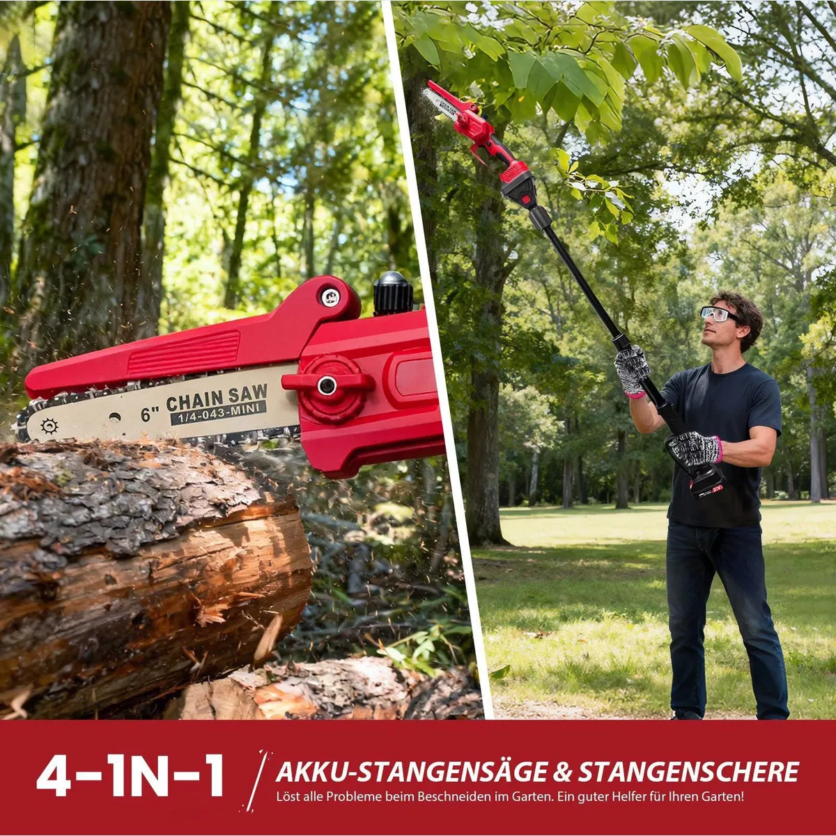BBWL Akku-Kettensäge, 300 W Brushless-Motor, Teleskopverlängerung 141–240 cm 2