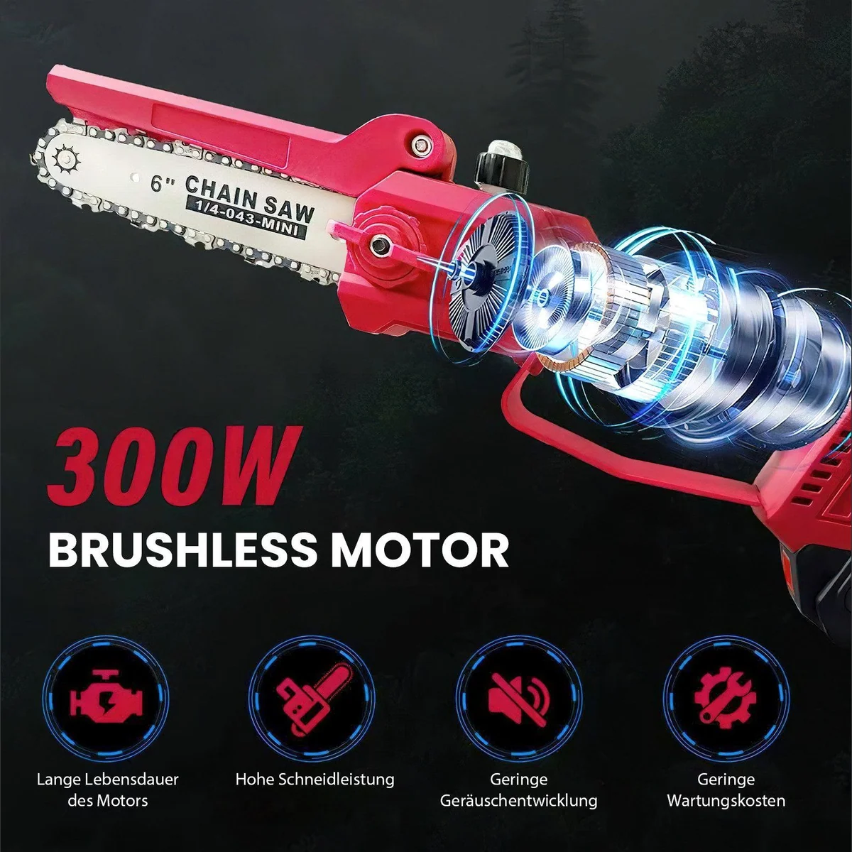 BBWL Akku-Kettensäge, 300 W Brushless-Motor, Teleskopverlängerung 141–240 cm 4