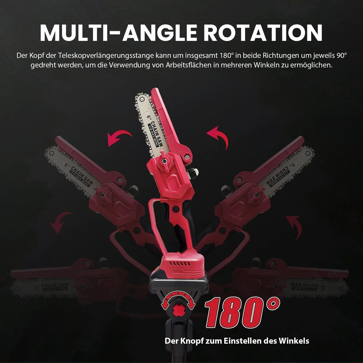 BBWL Akku-Kettensäge, 300 W Brushless-Motor, Teleskopverlängerung 141–240 cm 5