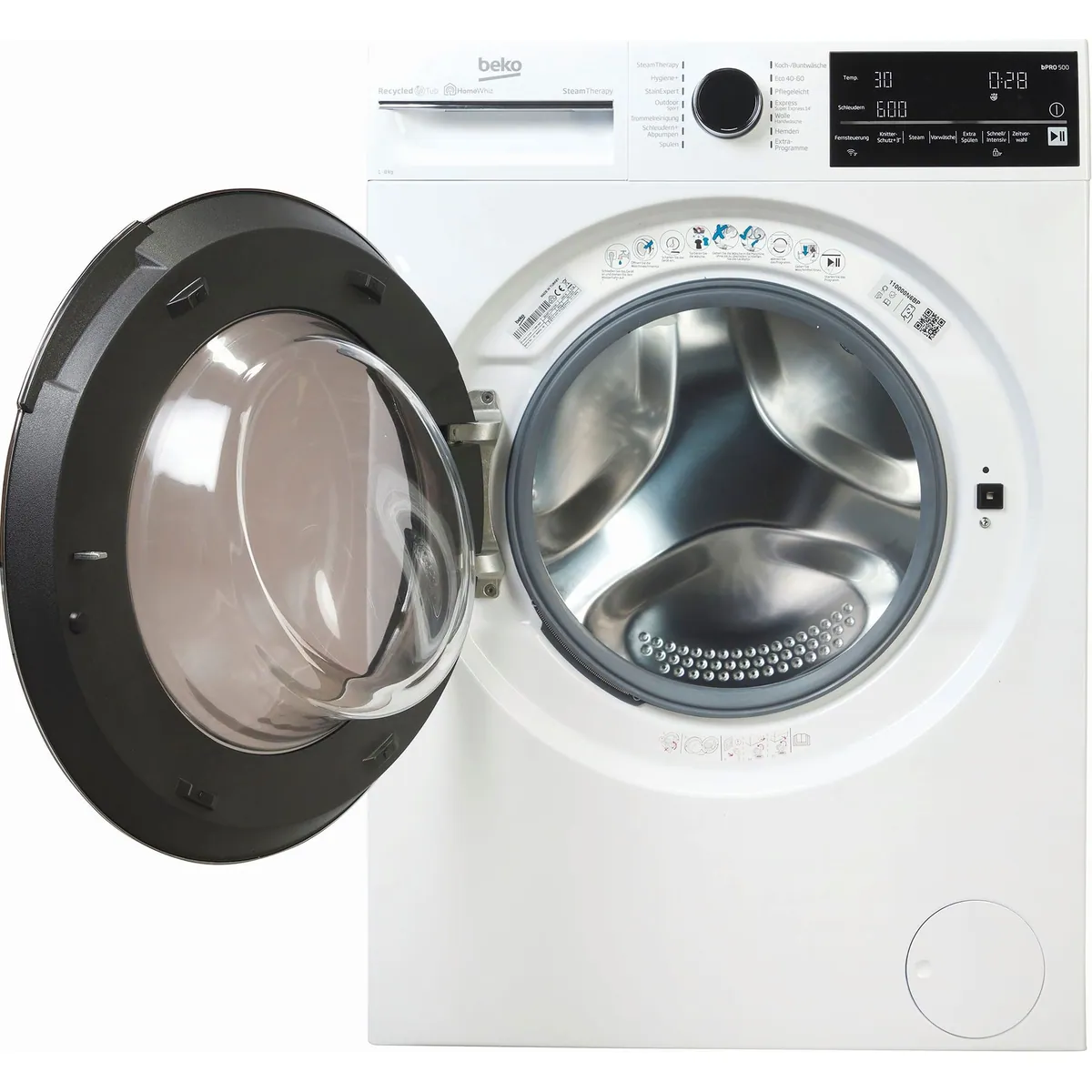 BEKO B5WFT78410W Waschmaschine, 8 kg, 1400 U/min, Dampffunktion 3