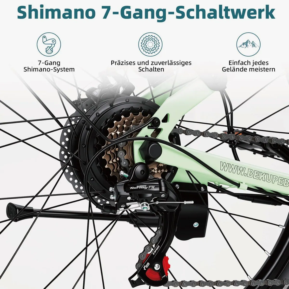 BEKUP E-Bike Cityrad V2, 522 Wh Akku, 250 W Heckmotor, Shimano 7-Gang 4