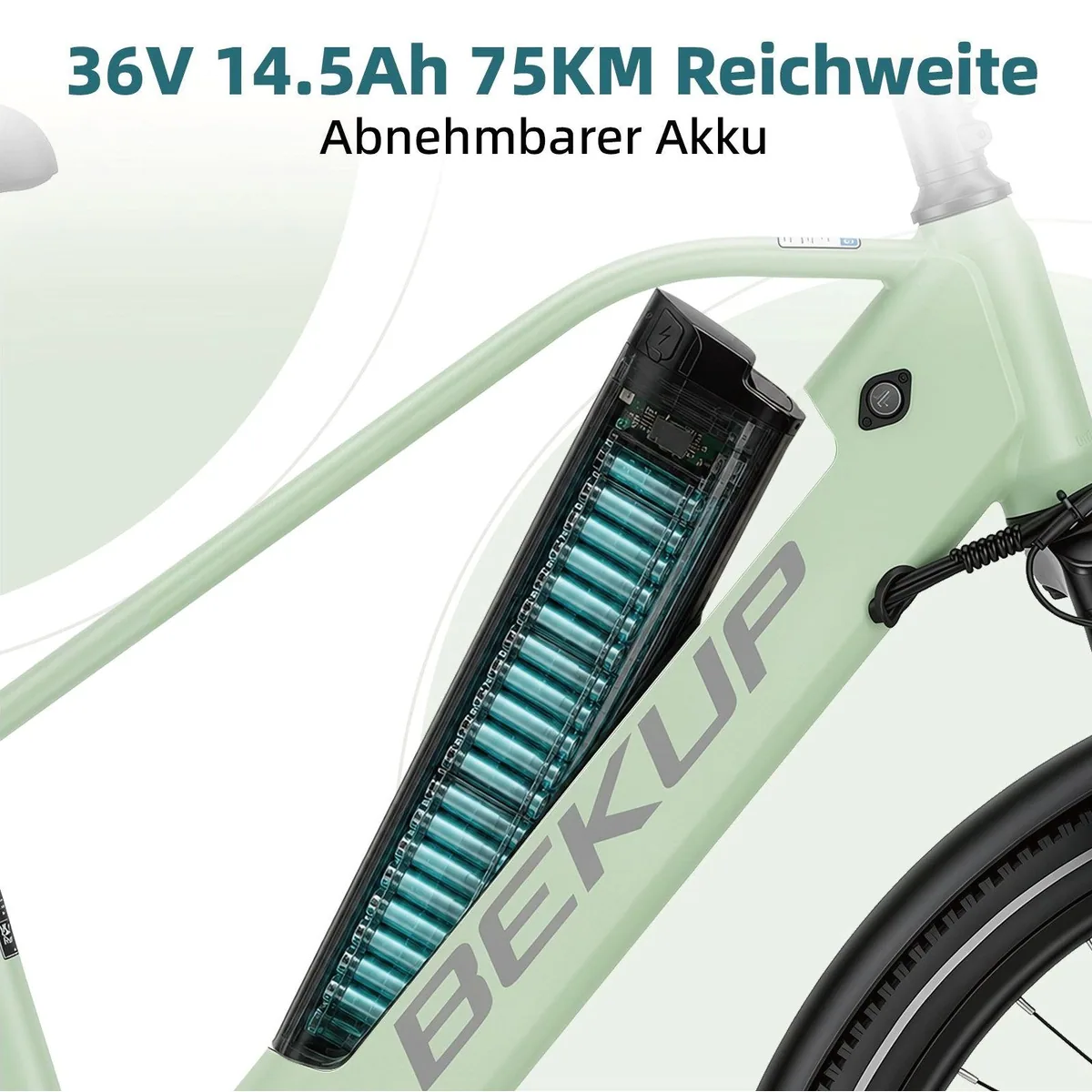 BEKUP E-Bike Cityrad V2, 522 Wh Akku, 250 W Heckmotor, Shimano 7-Gang 5