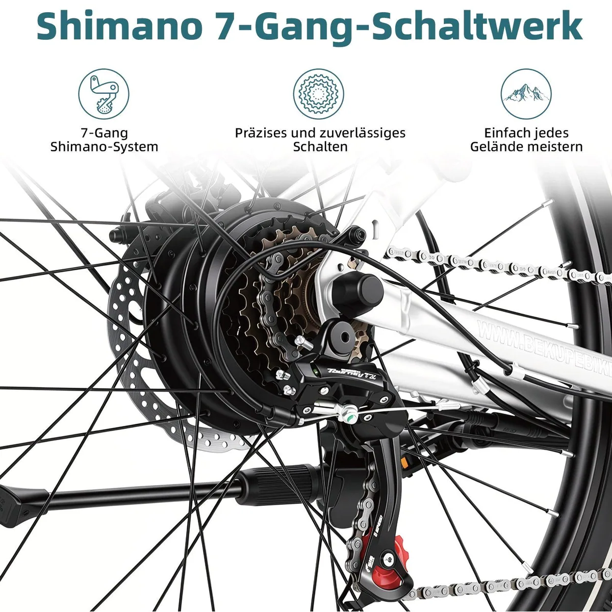 BEKUP V2 E-Bike Cityrad, 522 Wh Akku, 45 Nm, 7-Gang Shimano, komfortabel und vielseitig 4