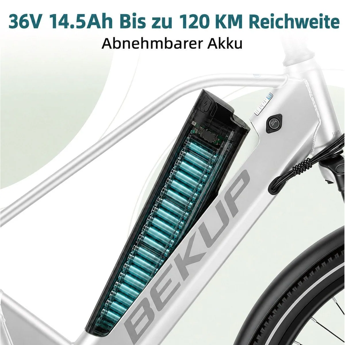 BEKUP V2 E-Bike Cityrad, 522 Wh Akku, 45 Nm, 7-Gang Shimano, komfortabel und vielseitig 5