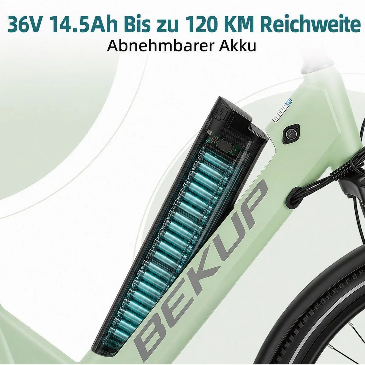 BEKUP E-Bike Cityrad, 522 Wh Akku, 250 W Hinterradmotor, 7-Gang Shimano — ideal für Pendelstrecken und Touren 5